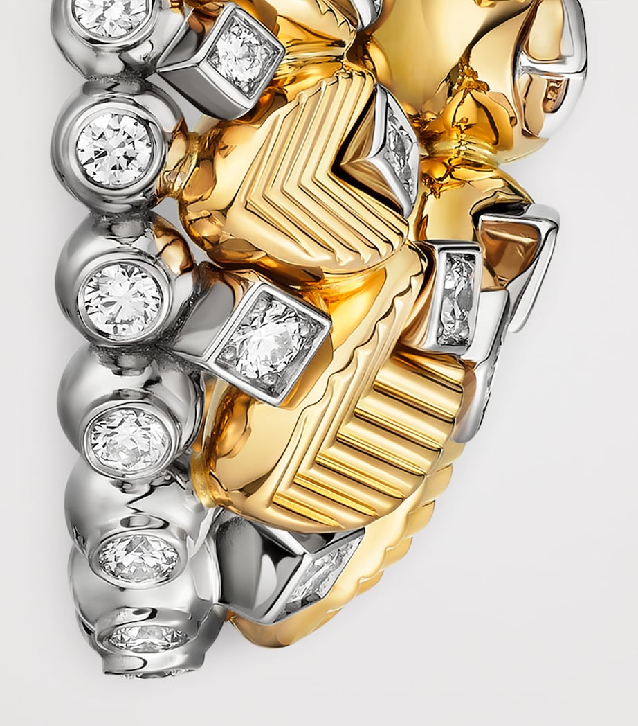 Yellow Gold, White Gold and Diamond Grain de Café Earrings YELLOW GOLD Image 4