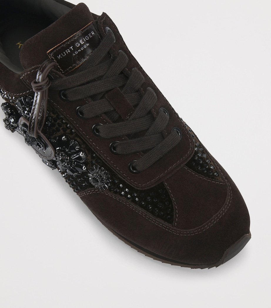Suede Embellished Chelsea Sneakers DARK BROWN Image 3