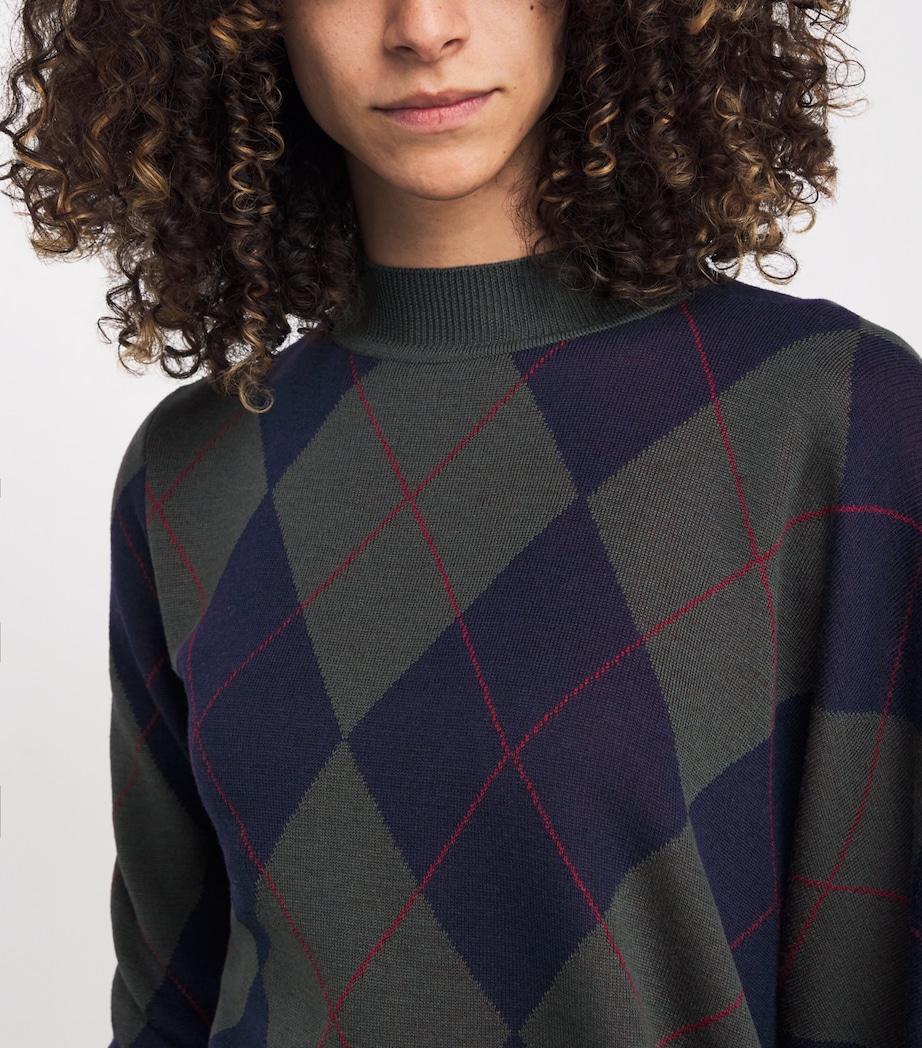 Merino Wool Argyle Maxi Dress NAVY / GREEN Image 6