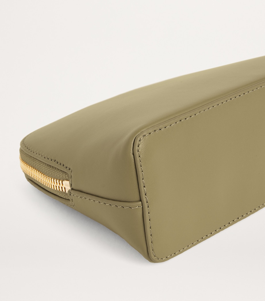 Small Leather Cosmetic Bag OLIVE Image 3