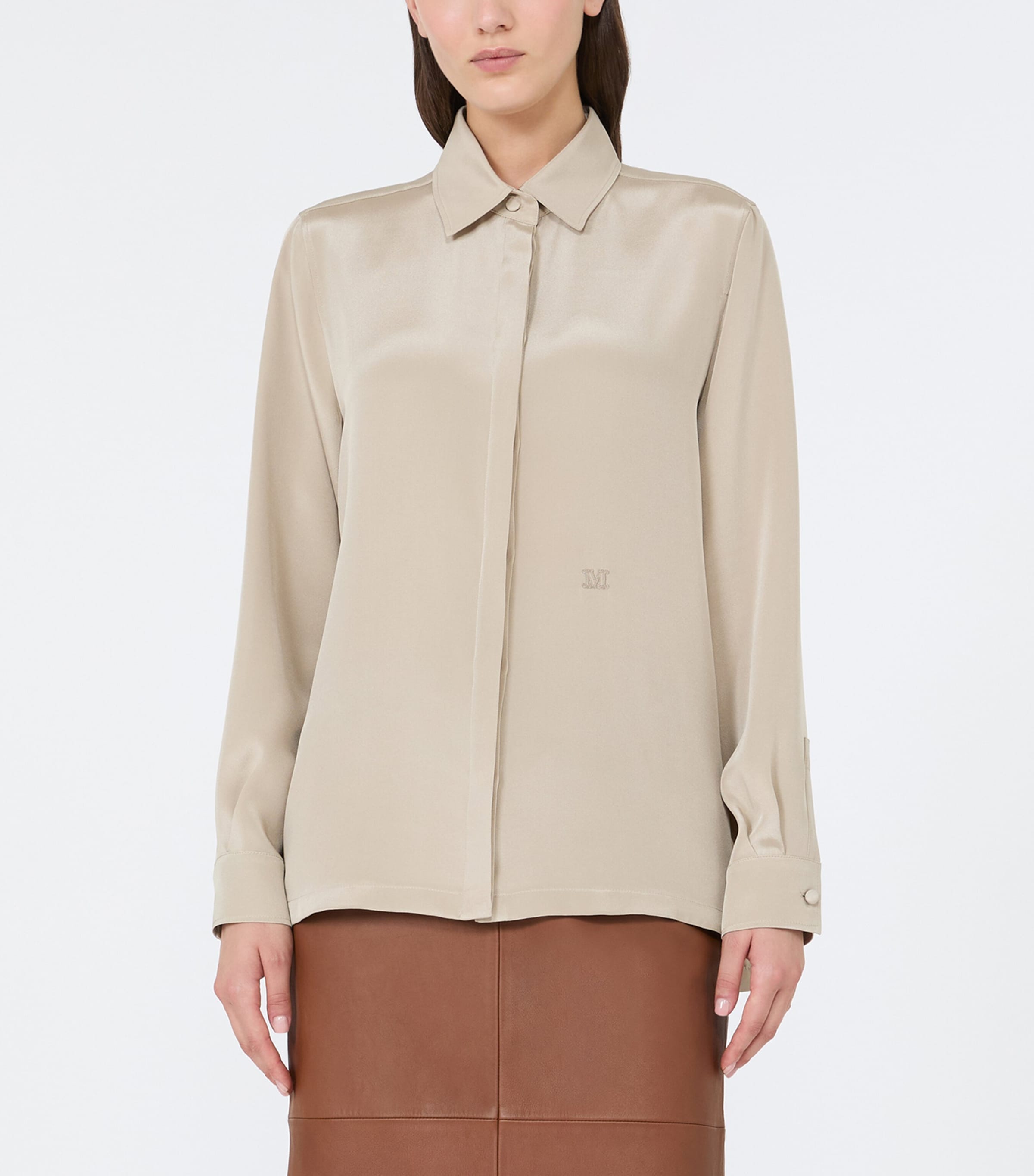 Max Mara Womens Silk Shirt Stone Image 3