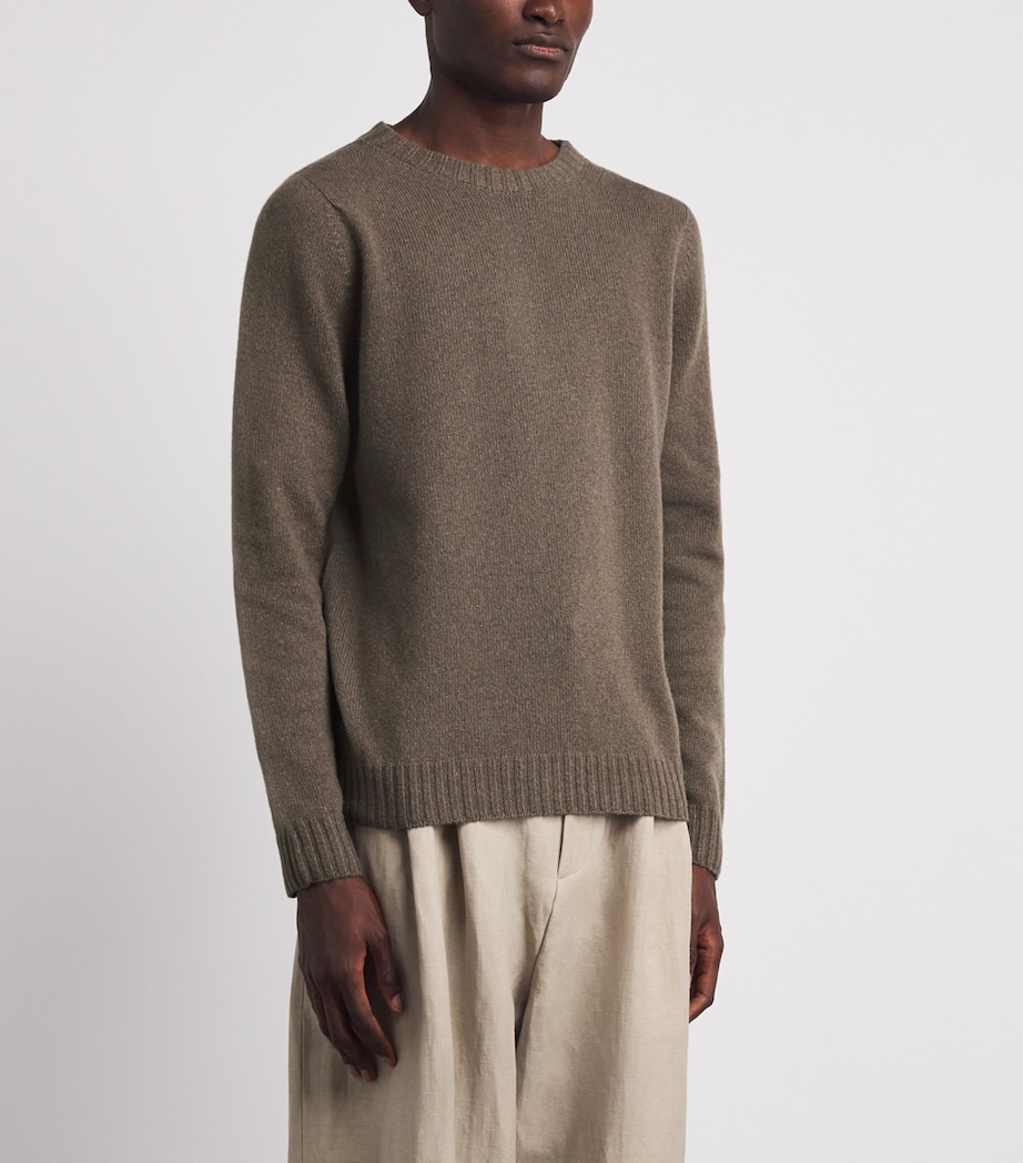 John Smedley Mens Recycled Cashmere-Wool Norfolk Sweater Toast Image 4