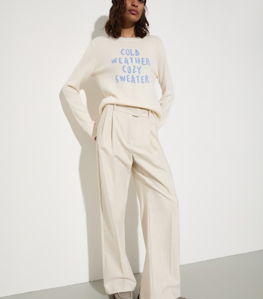 Cotton-Wool Straight Trousers WOOL WHITE Image 2