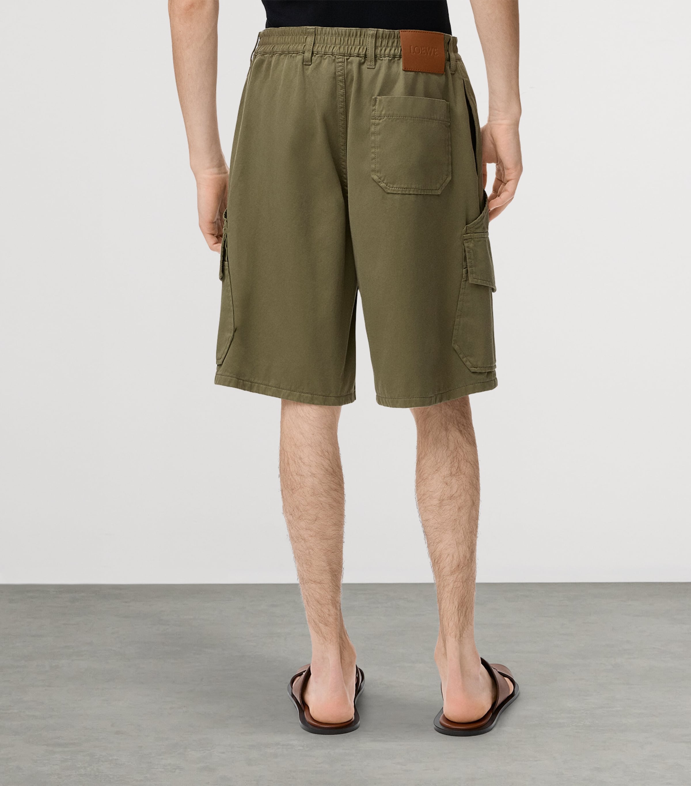 LOEWE Mens x Paula's Ibiza Cargo Shorts Khaki Green Image 4