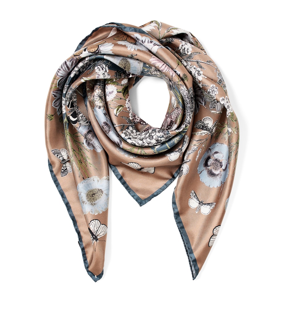 Silk Printed Square Scarf LATTE Image 3