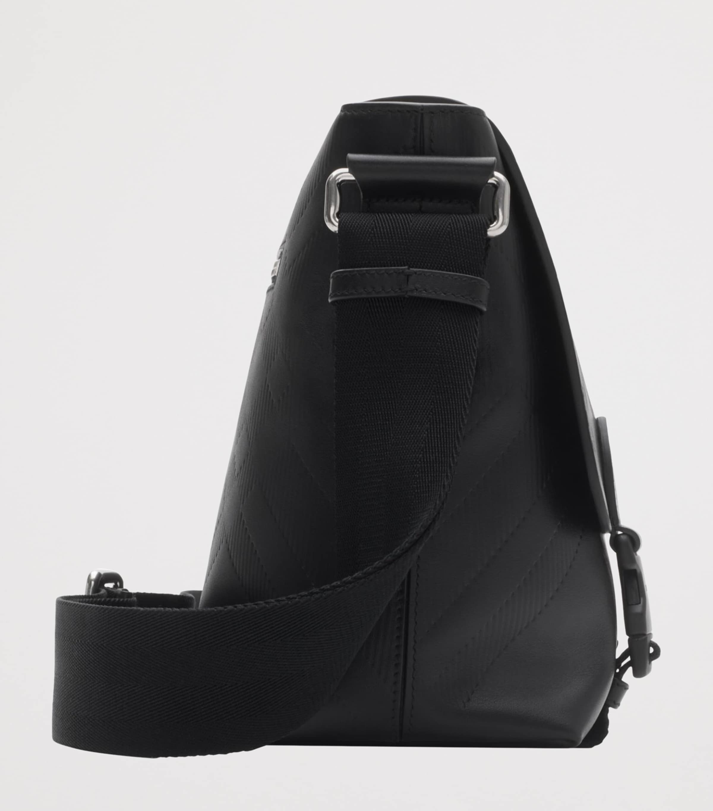 Leather Embossed Messenger Bag BLACK Image 4