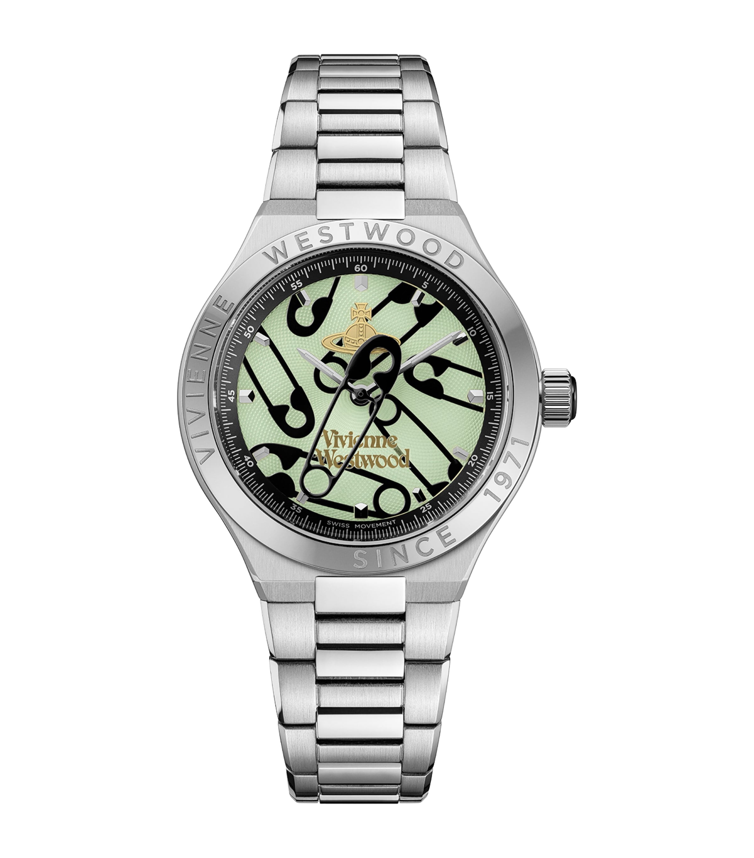 Vivienne Westwood Stainless Steel Berwick Watch 37mm Grn Slvr Image 1