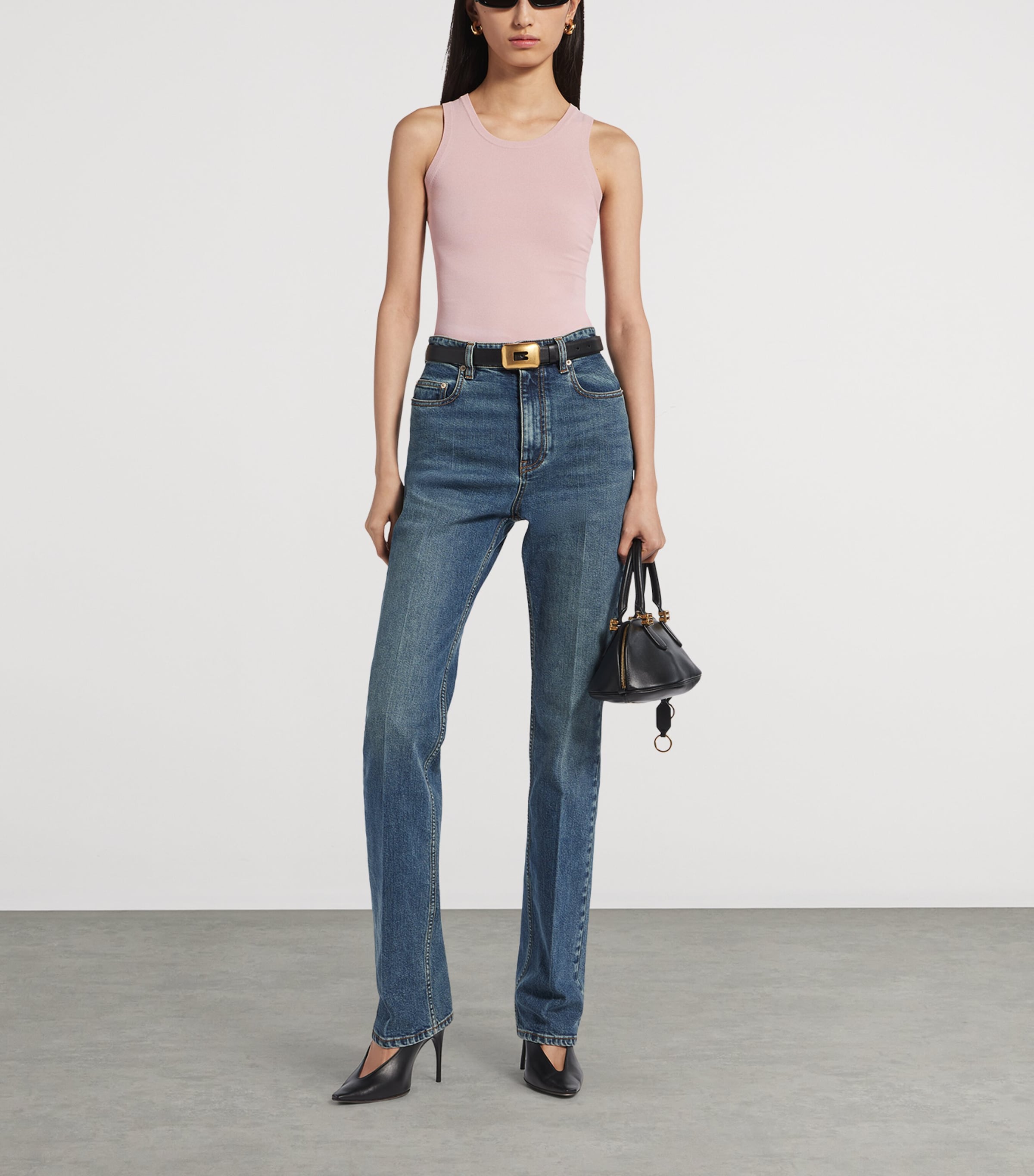 Balenciaga Womens Ribbed Logo Tank Top Image 2