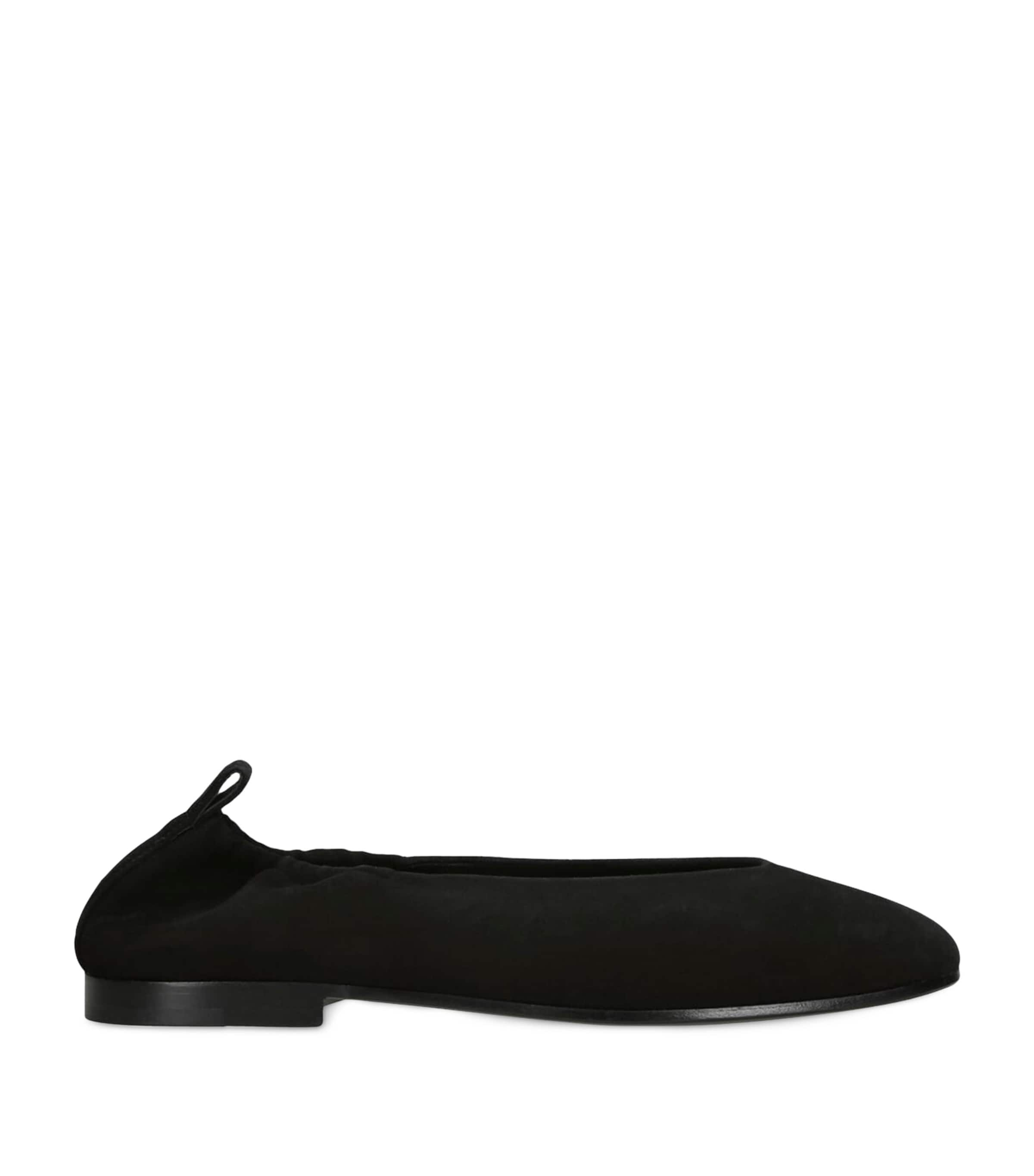 Co Suede Square-toe Ballet Flats In Black