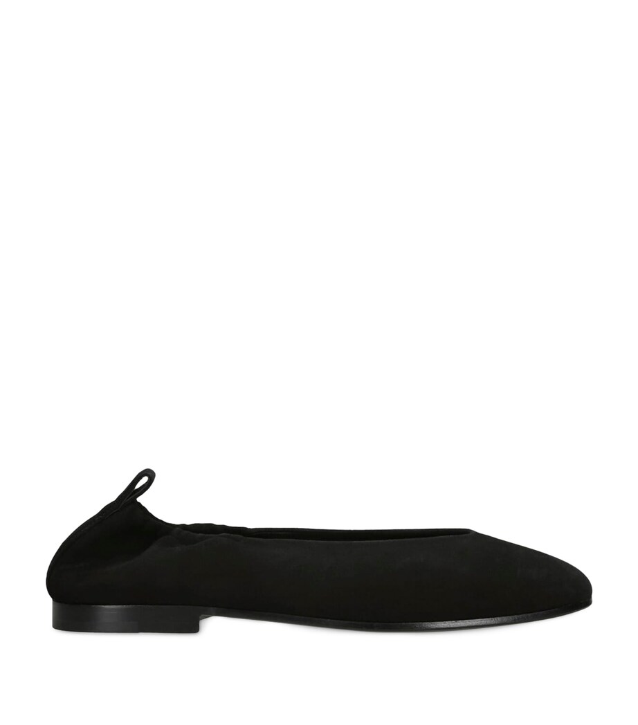 Suede Square-Toe Ballet Flats BLACK Image 1