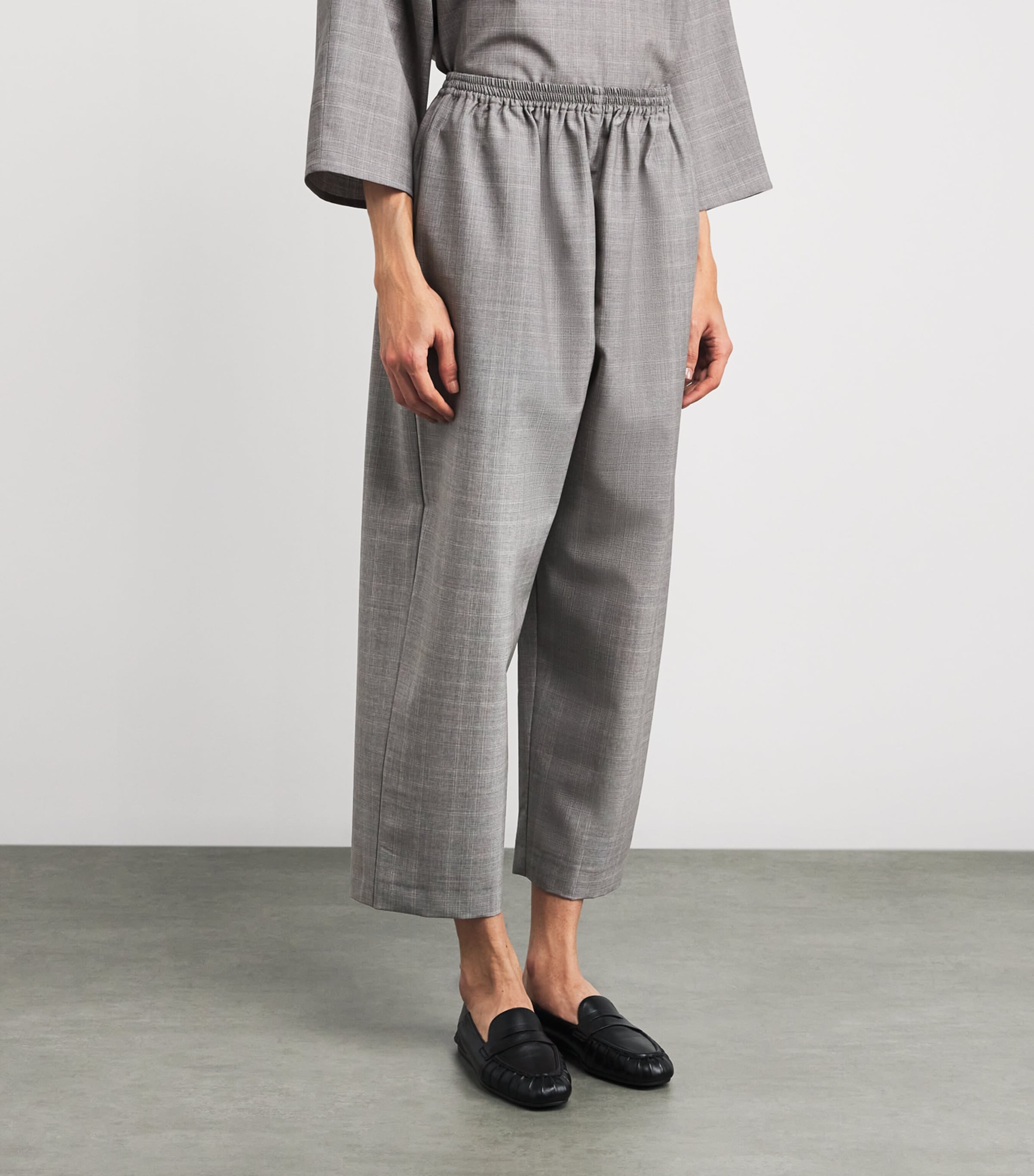 Virgin Wool Check Japanese Trousers GREY Image 3