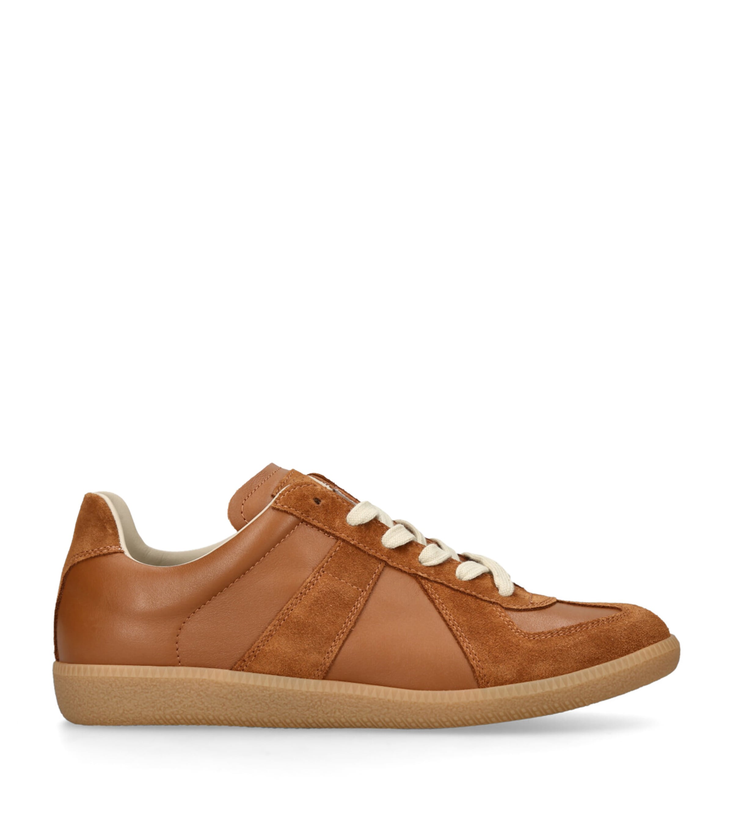 Shop Maison Margiela Leather-suede Replica Sneakers In Beige