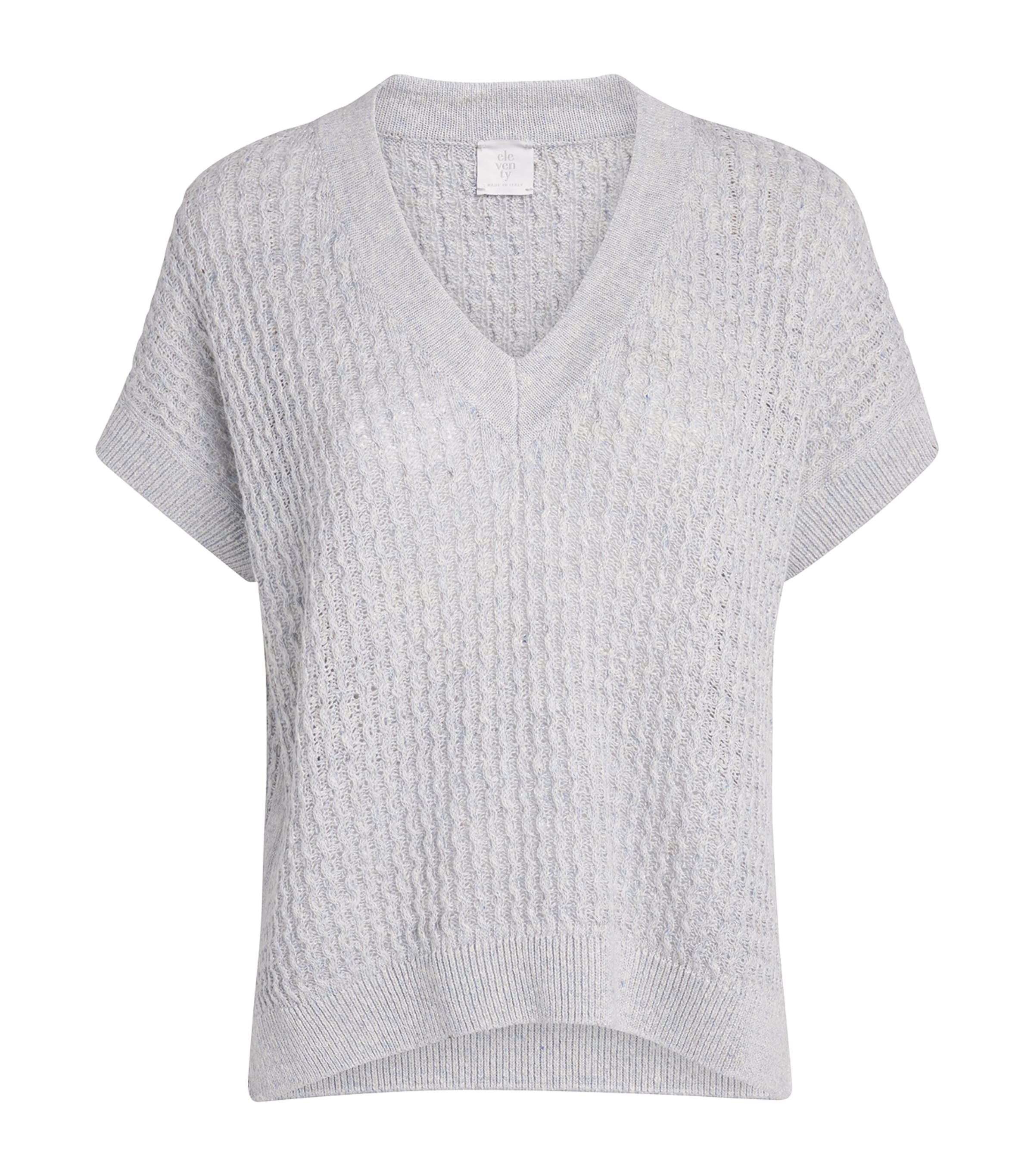 Eleventy Womens Cotton-Silk Short-Sleeve Sweater Nuvola Image 1