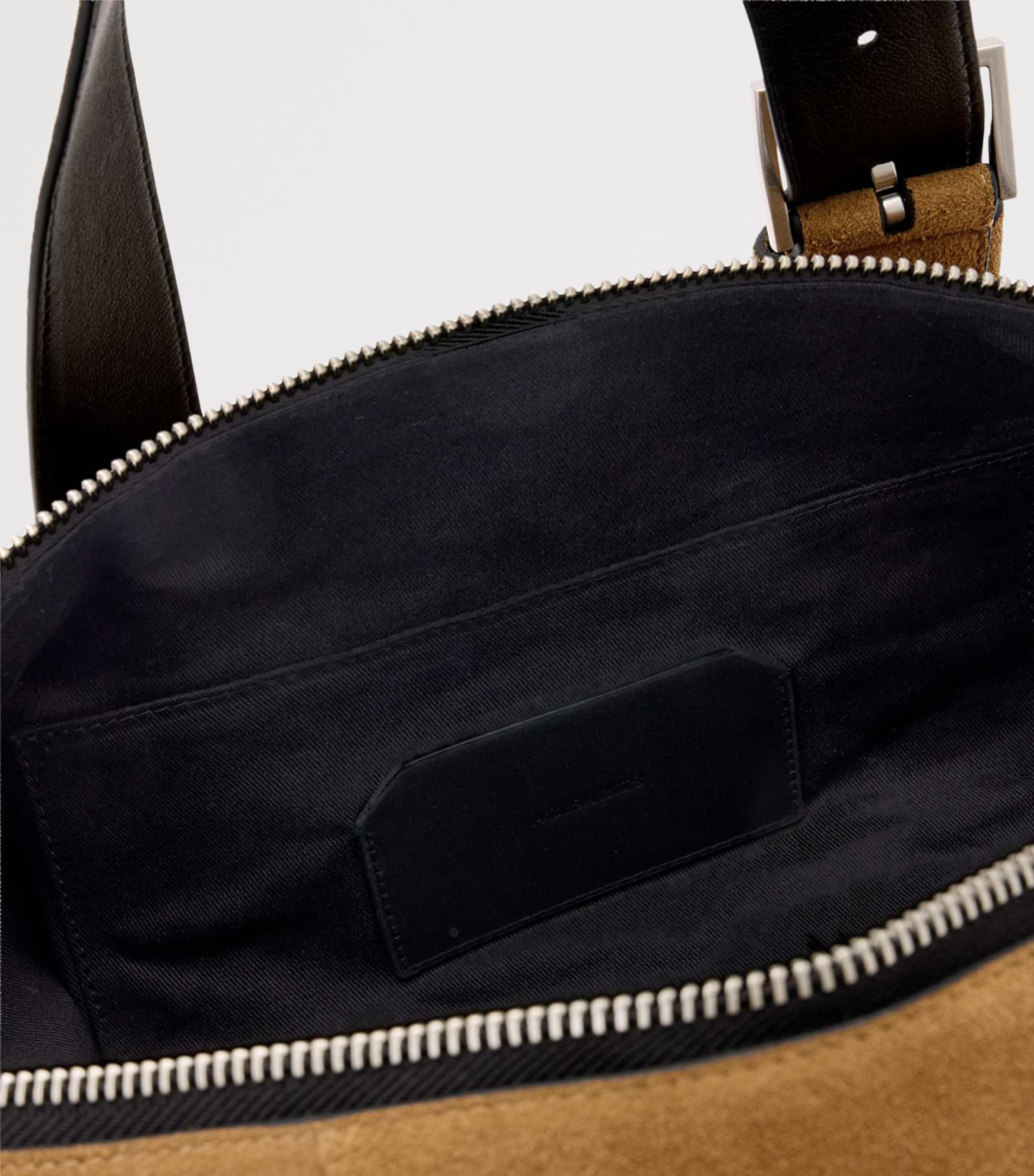 AllSaints Suede Ares Shoulder Bag Biscuit Brown Image 2