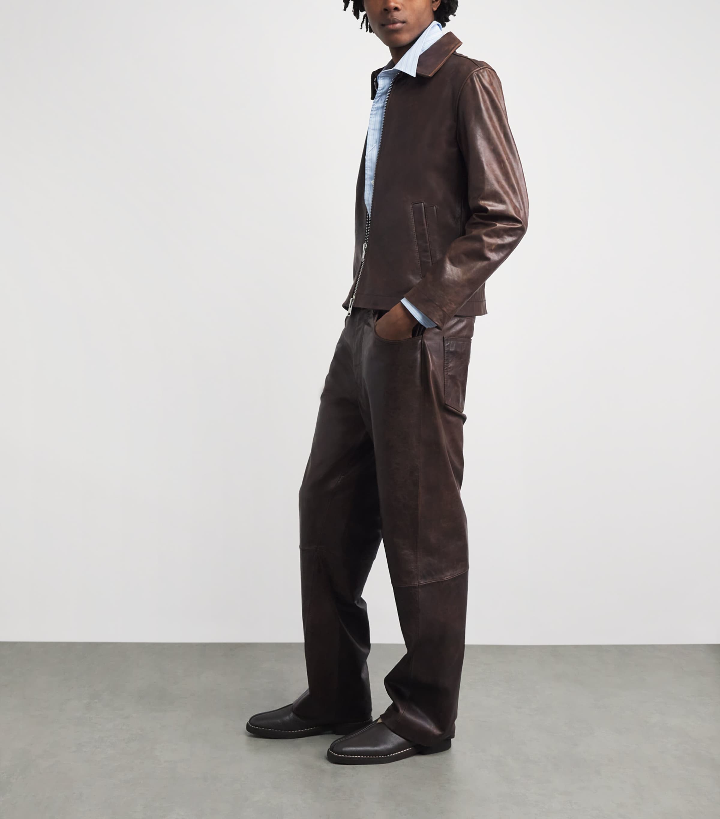 Sunflower Mens Leather Zip-Up Jacket Trucker Jacket Image 2