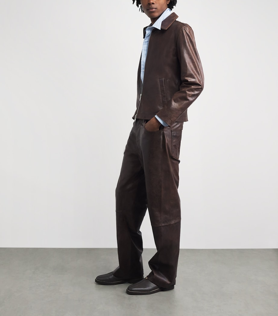 Sunflower Mens Leather Zip-Up Jacket Trucker Jacket Image 2