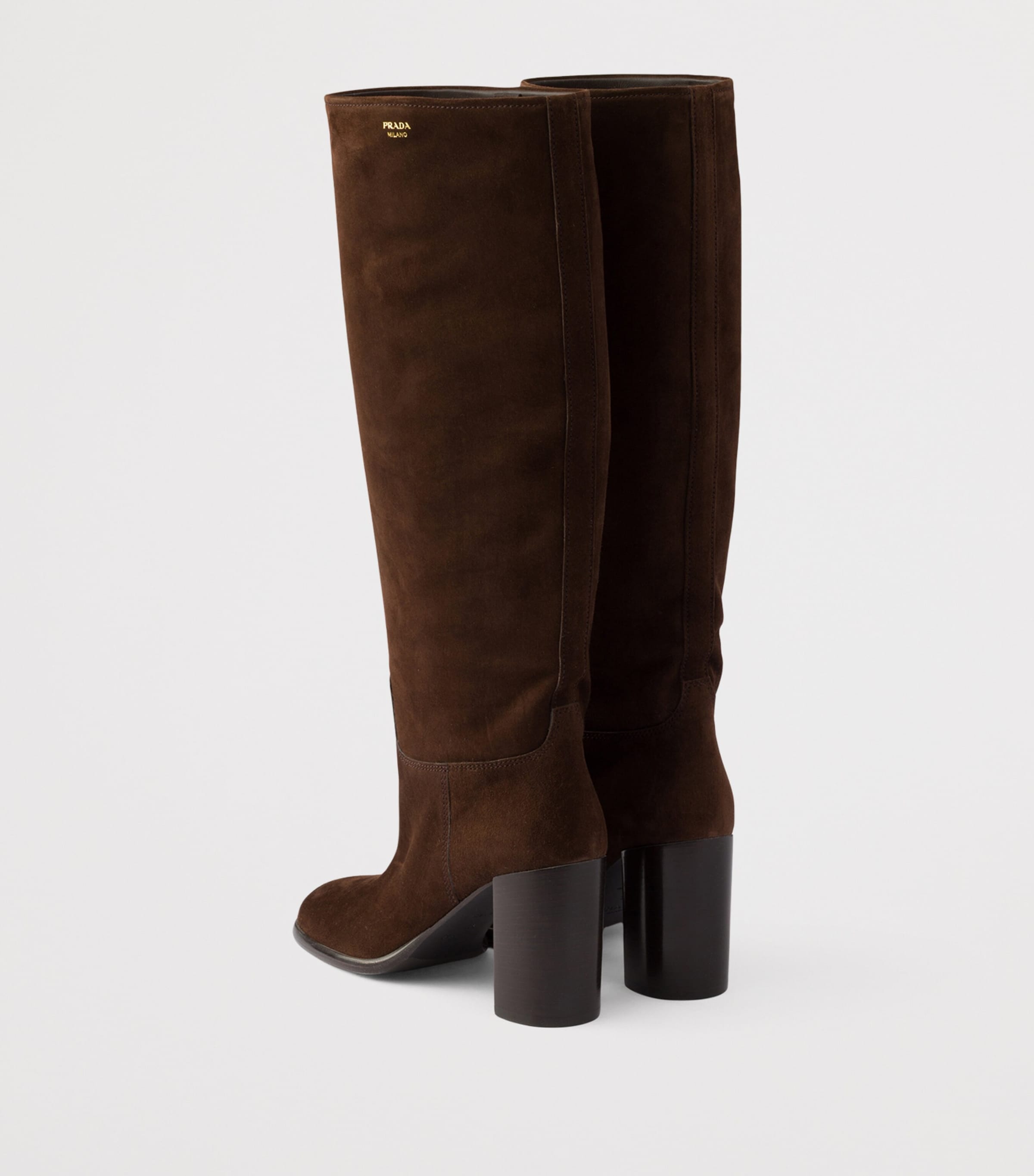 Prada Suede Knee-High Boots 85 Brown Image 4
