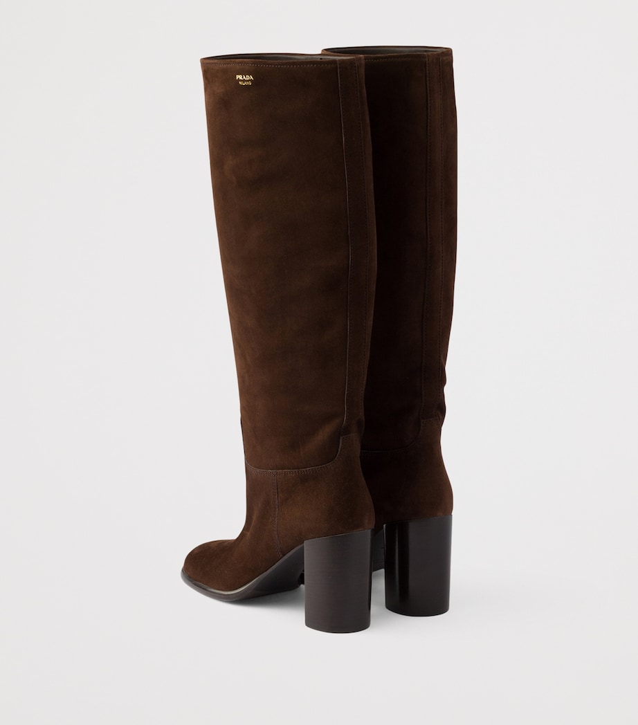 Prada Suede Knee-High Boots 85 Brown Image 4