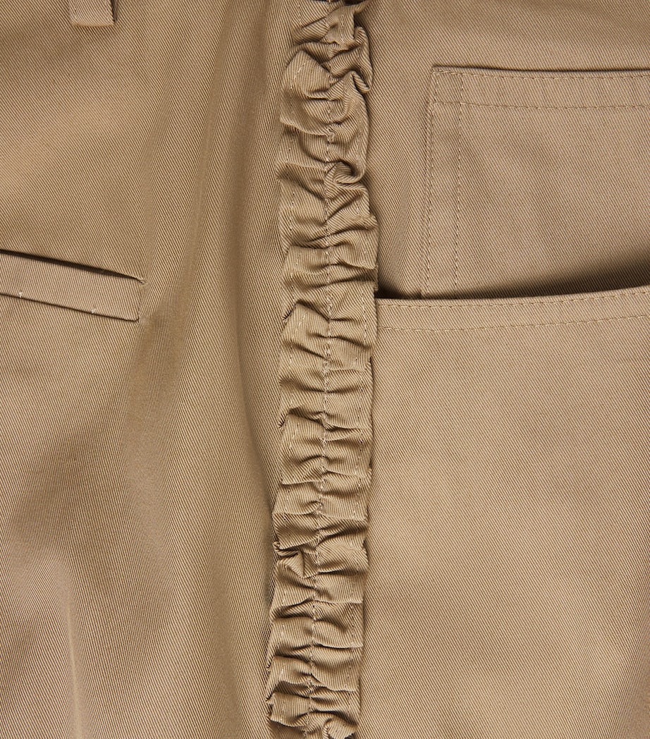 Claudie Pierlot Womens Cotton-Blend Wide-Leg Trousers Beige Image 6