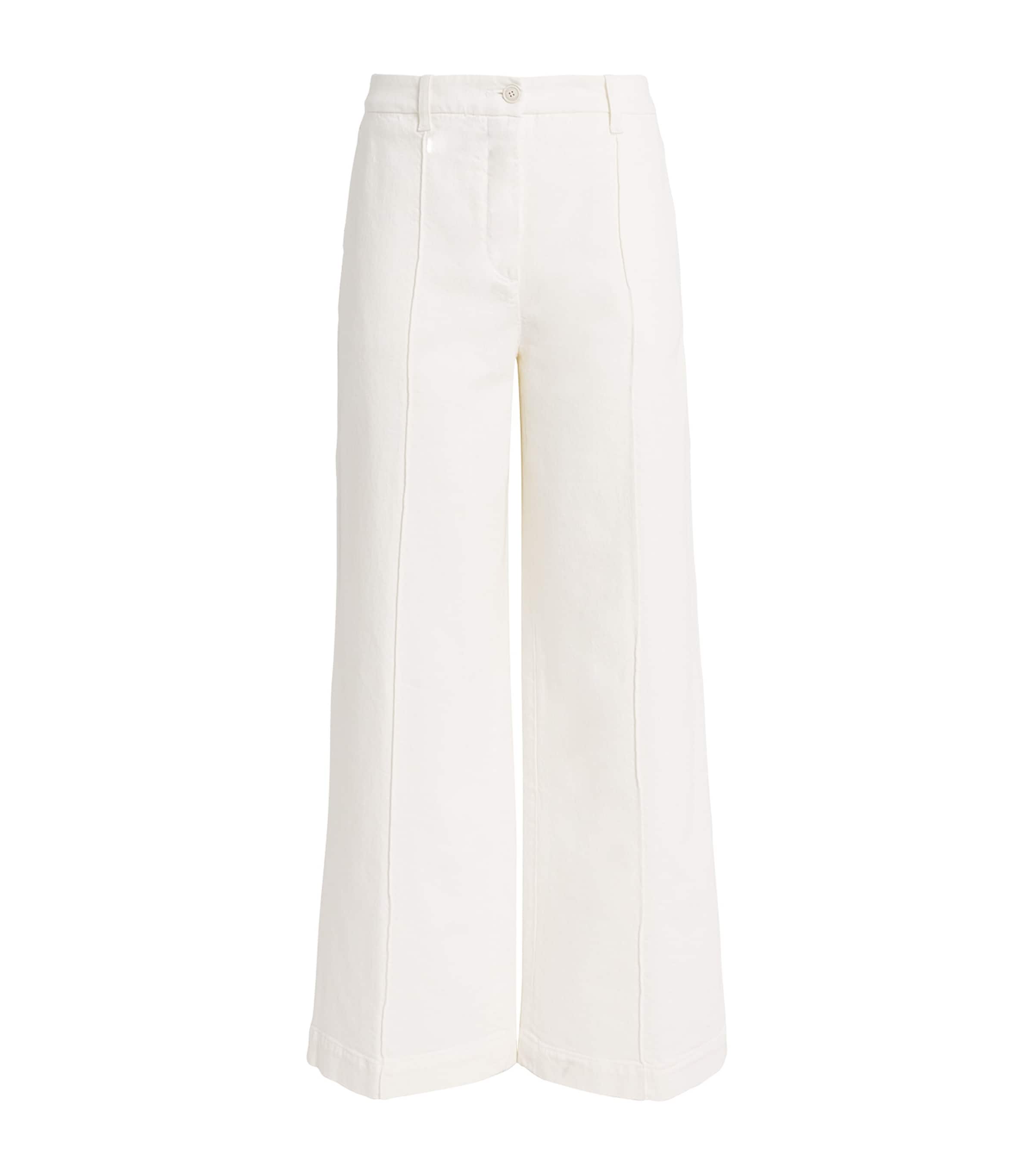 Eleventy Womens Cotton-Blend Pleated Trousers Bianco Image 1