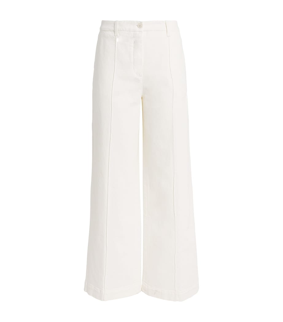 Eleventy Womens Cotton-Blend Pleated Trousers Bianco Image 1