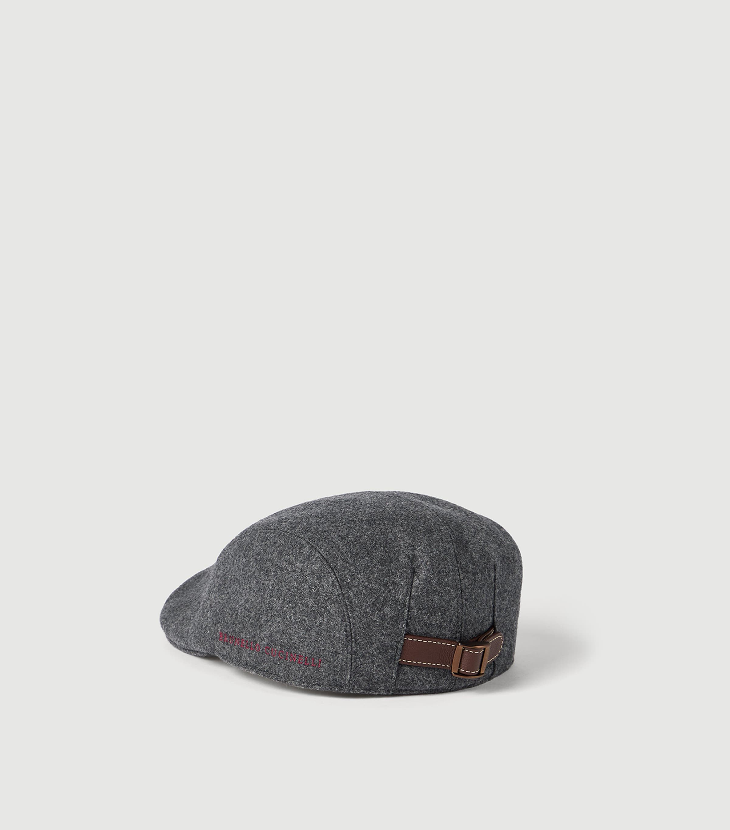 Brunello Cucinelli Virgin Wool Embroidered Flat Cap Grey Image 3