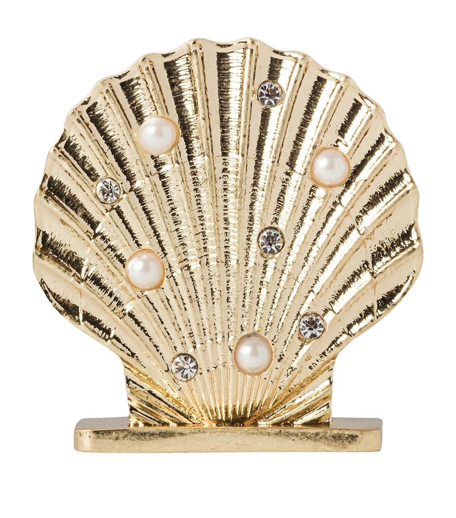 Set of 4 Embellished Shell Place Holders GOLD Image 1