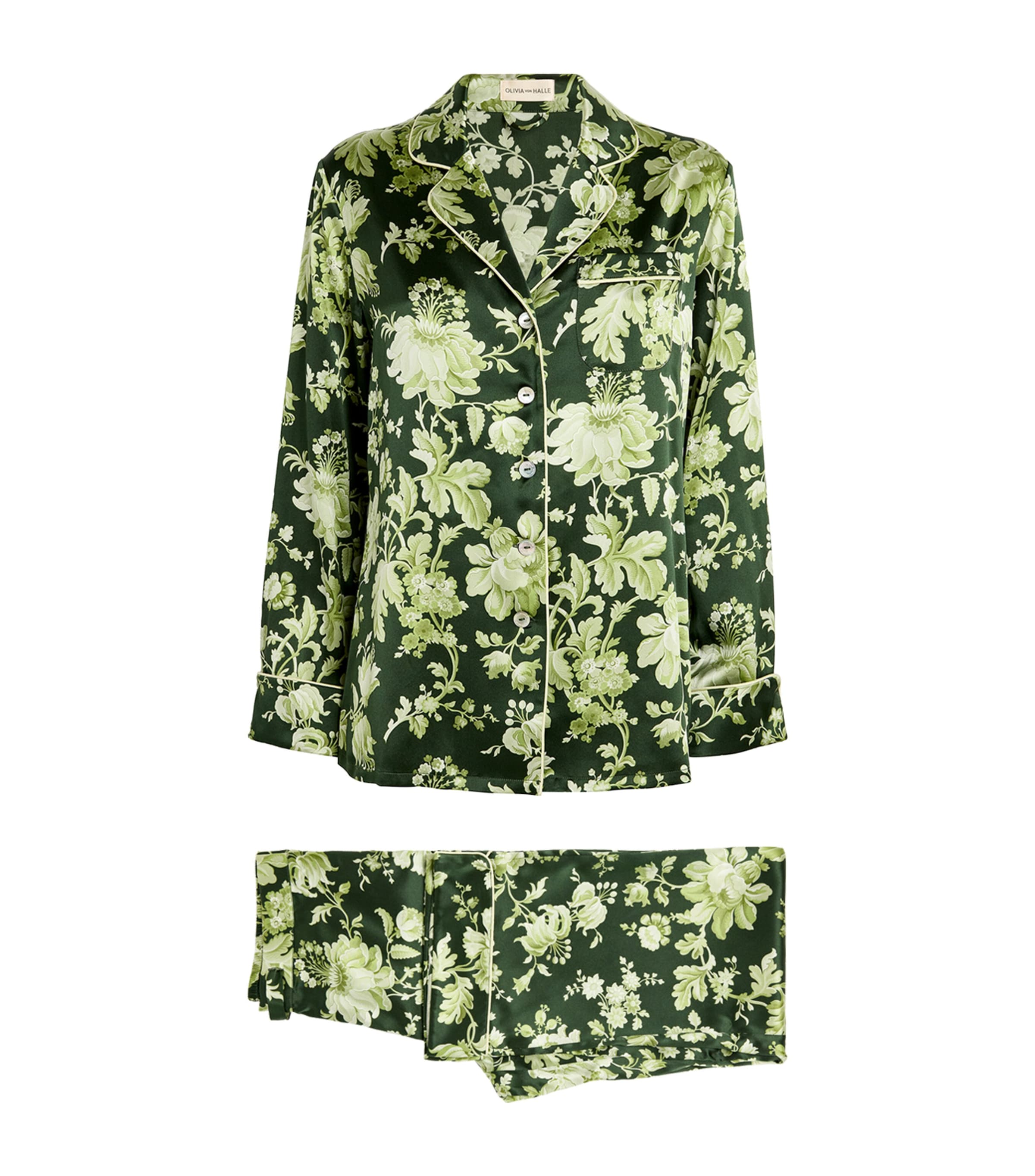 OLIVIA VON HALLE SILK LILA ARES FLORAL PYJAMA SET 