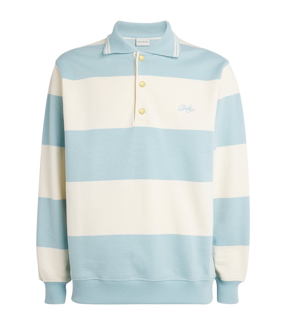 Drôle De Monsieur Mens Cotton Striped Rugby Shirt Blue Image 1