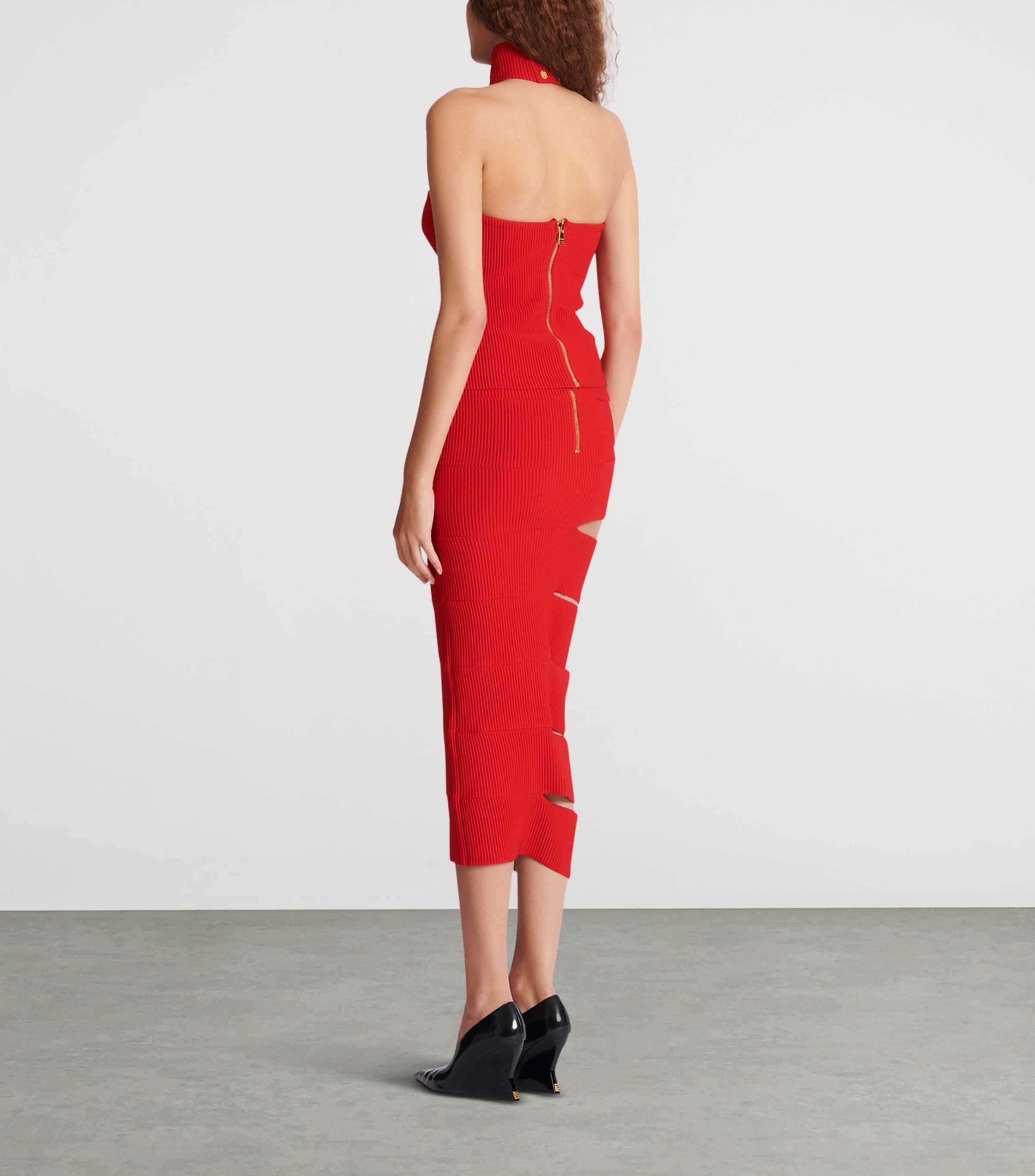 Knit Cut-Out Maxi Skirt 3GK ROUGE Image 5