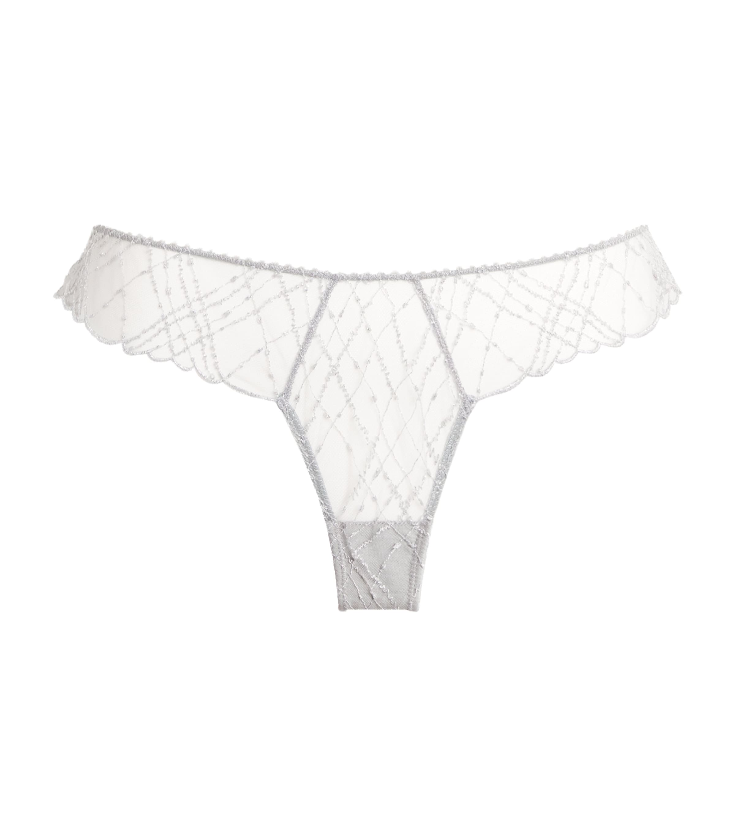 Kiki De Montparnasse Embroidered Cheeky Briefs In White