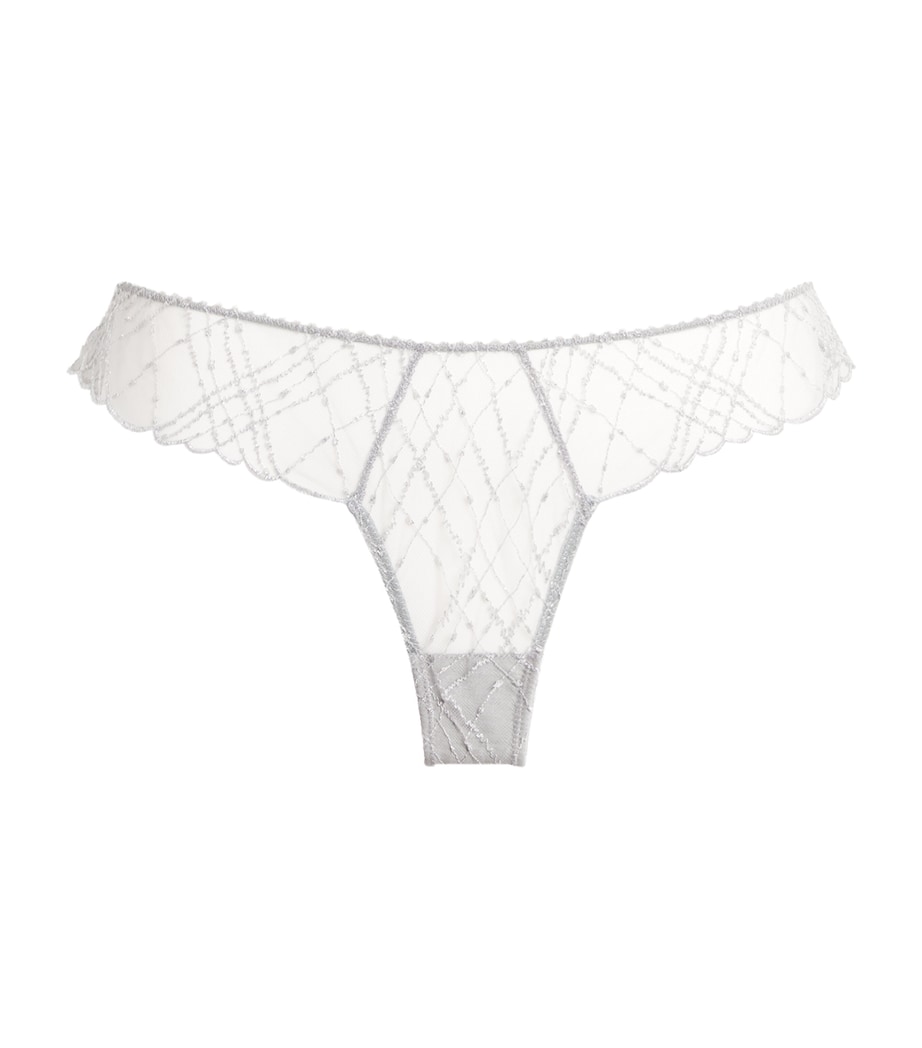 Kiki de Montparnasse Womens Embroidered Cheeky Briefs Sterling Image 1