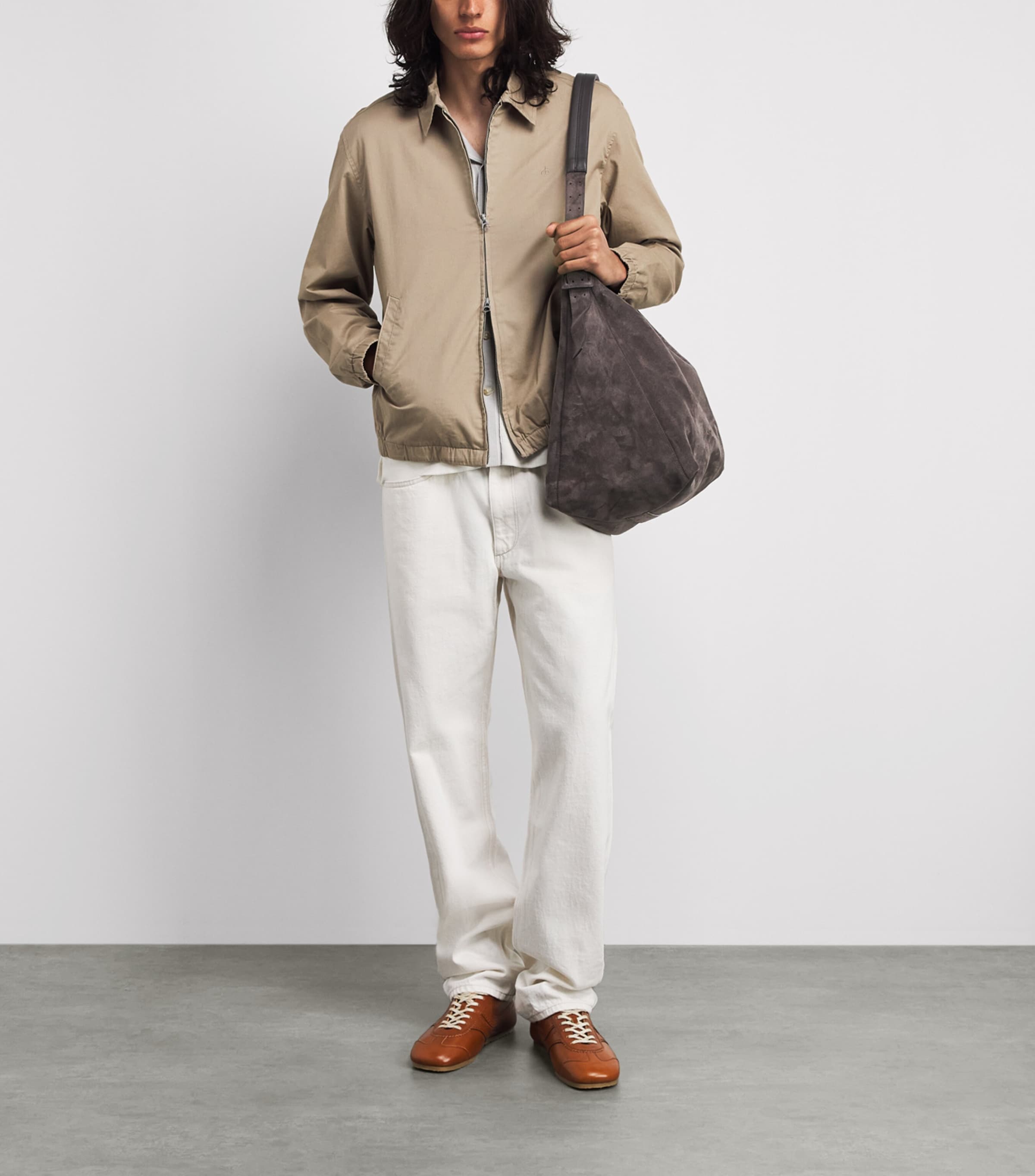 Rag & Bone Mens Stretch-Cotton Harrington Jacket Warm Taupe Image 2