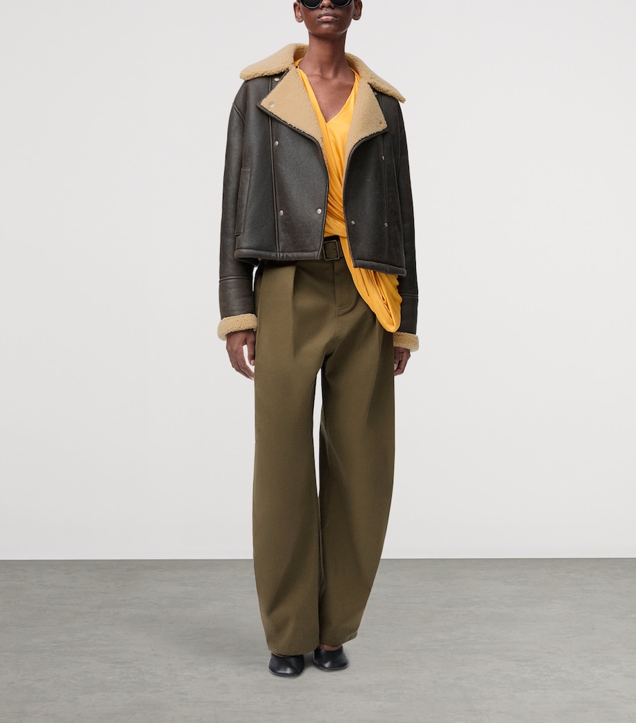 Cotton-Silk Pleated Trousers KHAKI GREEN Image 2