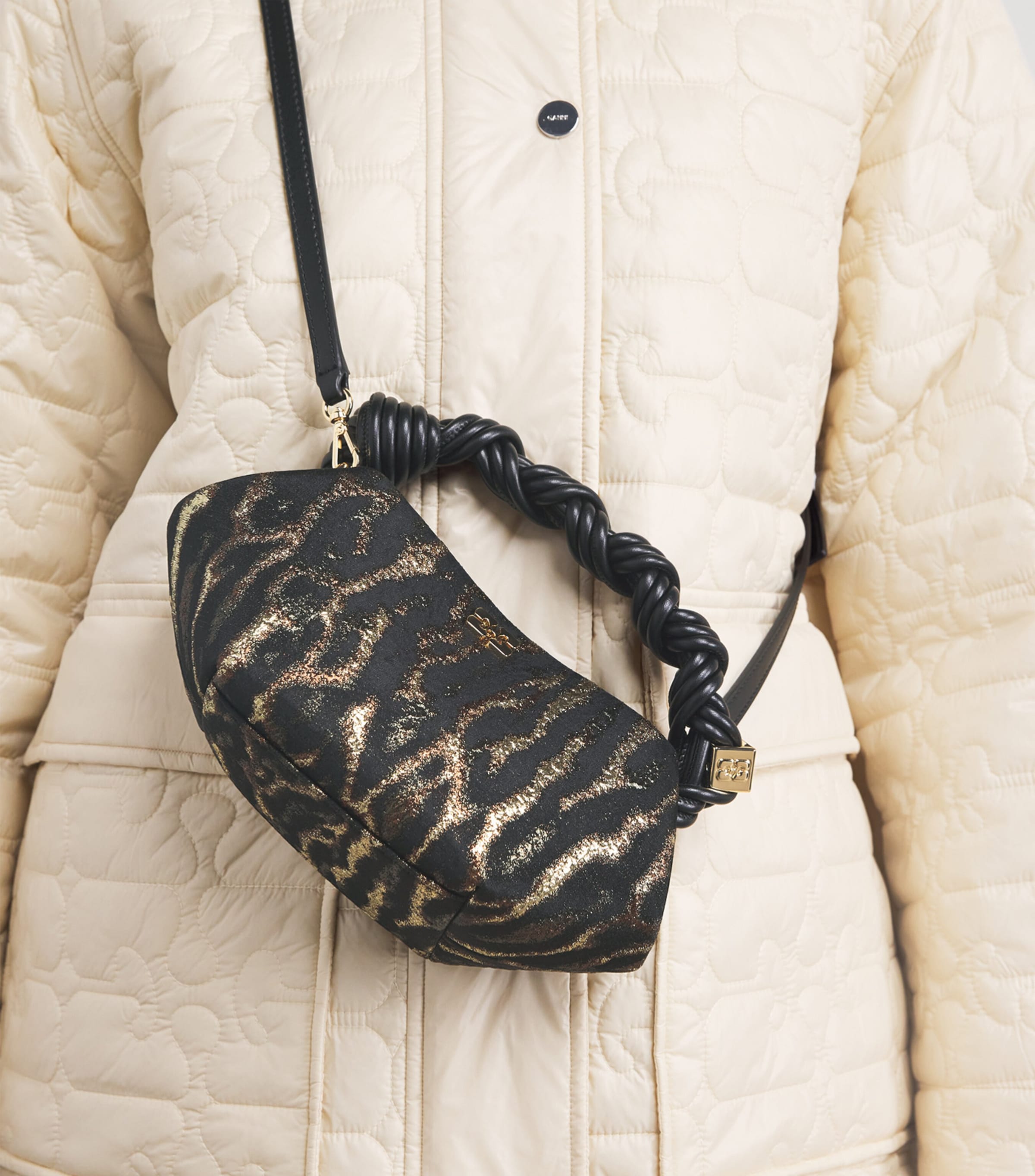 Mini Metallic Jacquard Bou Top-Handle Bag 01X ANTIQUE BRONZE Image 2