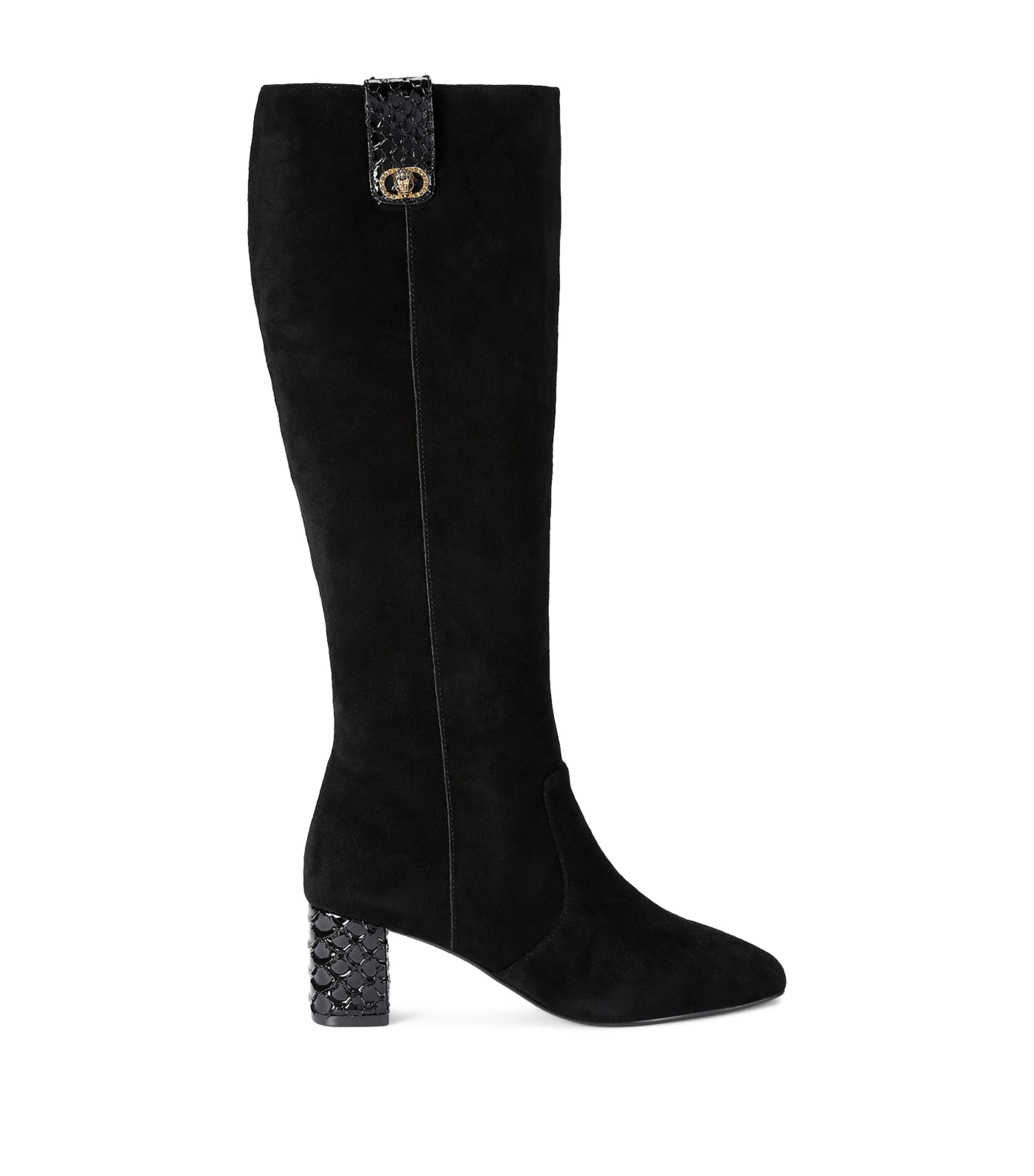 Kurt Geiger London Metallic Block Heel Knee High Boot In Black
