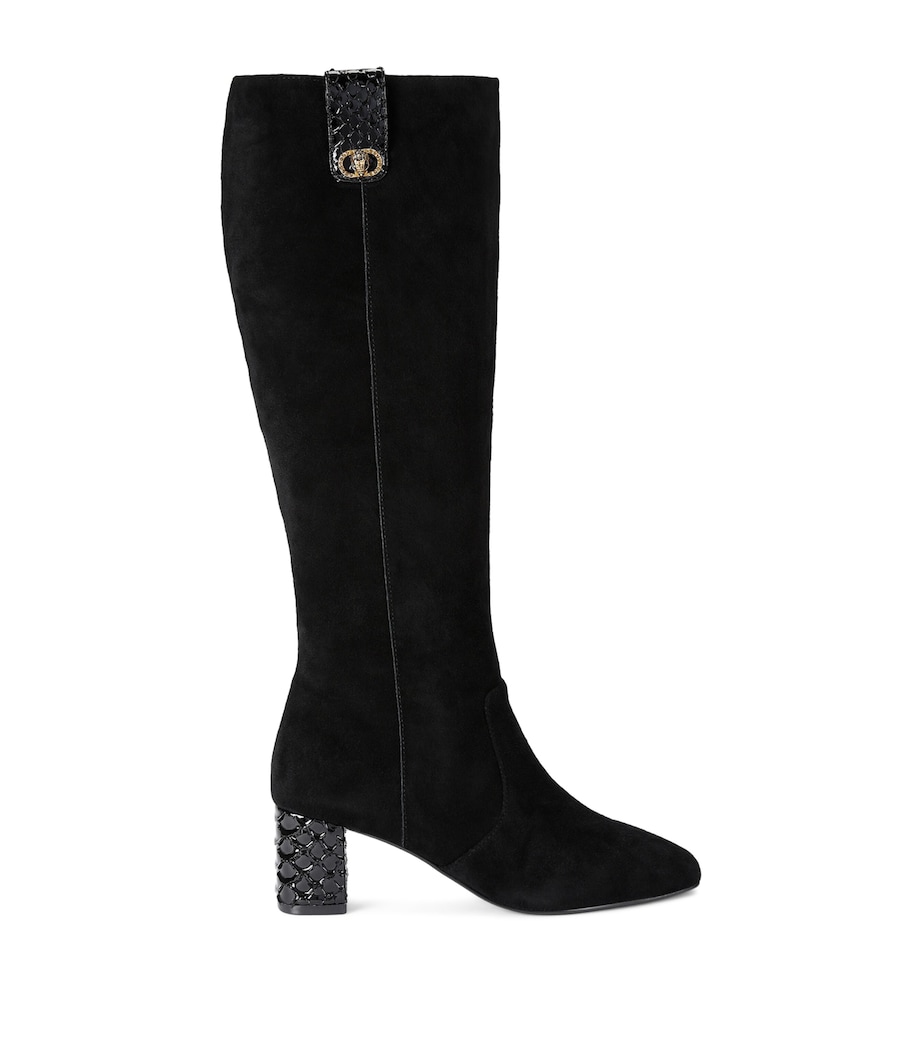 Suede Chelsea Trim Knee-High Boots BLACK Image 1