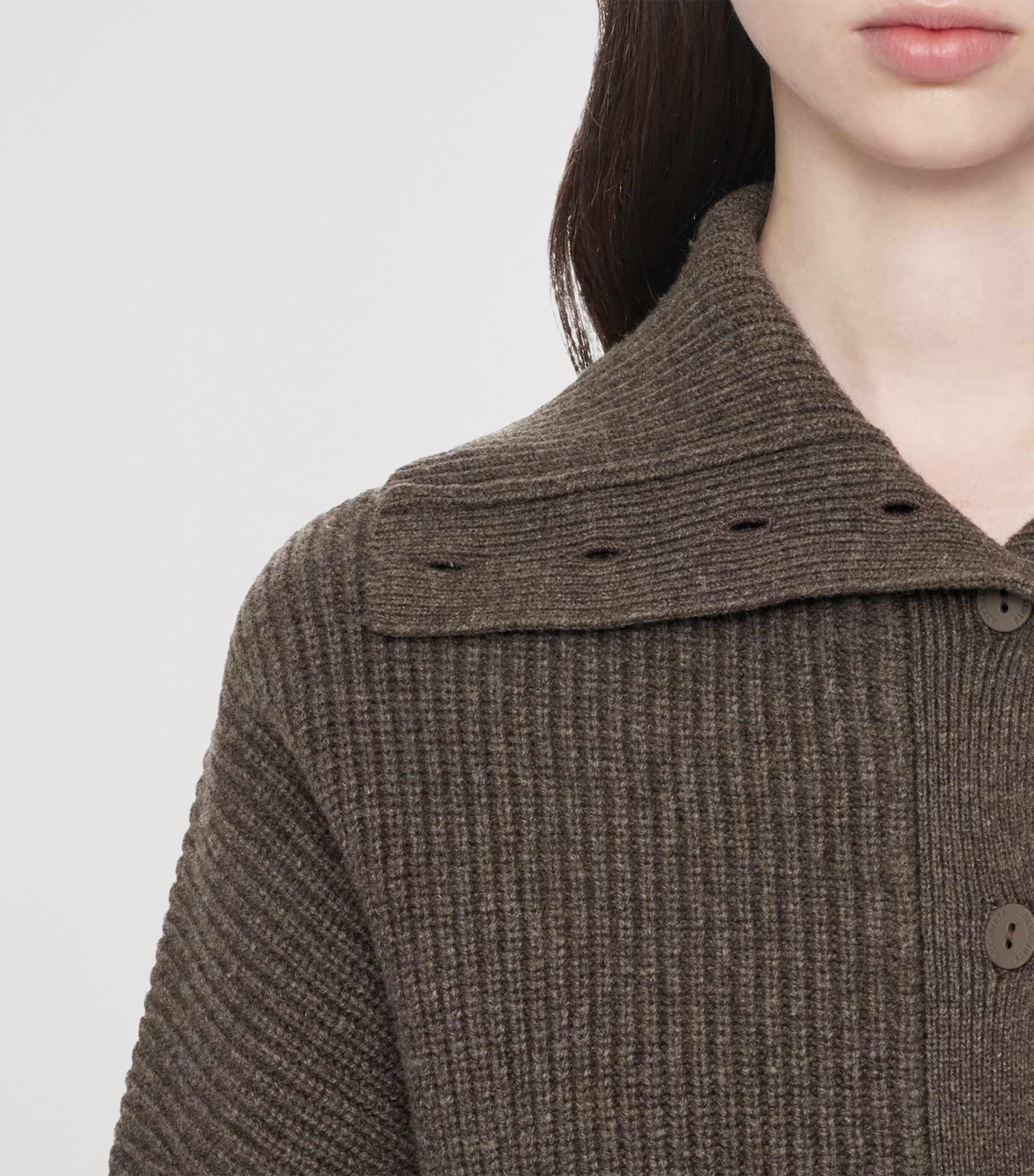 AllSaints Womens Wool Caron Collared Cardigan Mole Brown Image 4