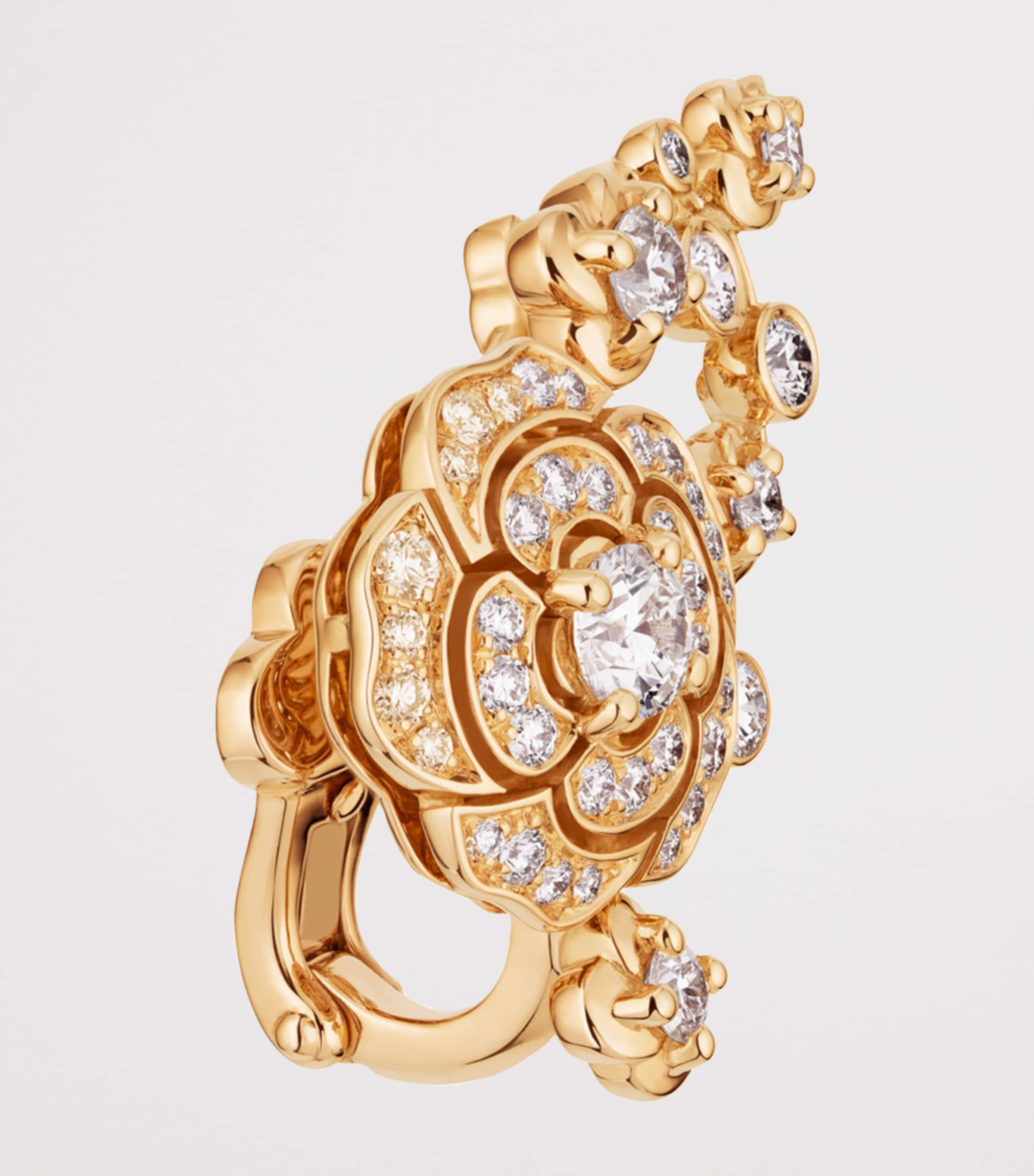 CHANEL Rose Gold and Diamond Bouton de Camélia Crawling Earrings Rose Gold Image 3