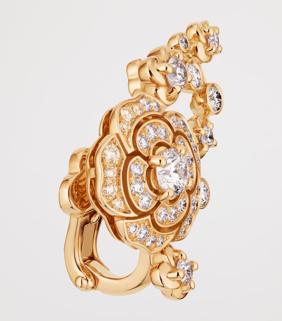 CHANEL Rose Gold and Diamond Bouton de Camélia Crawling Earrings Rose Gold Image 3