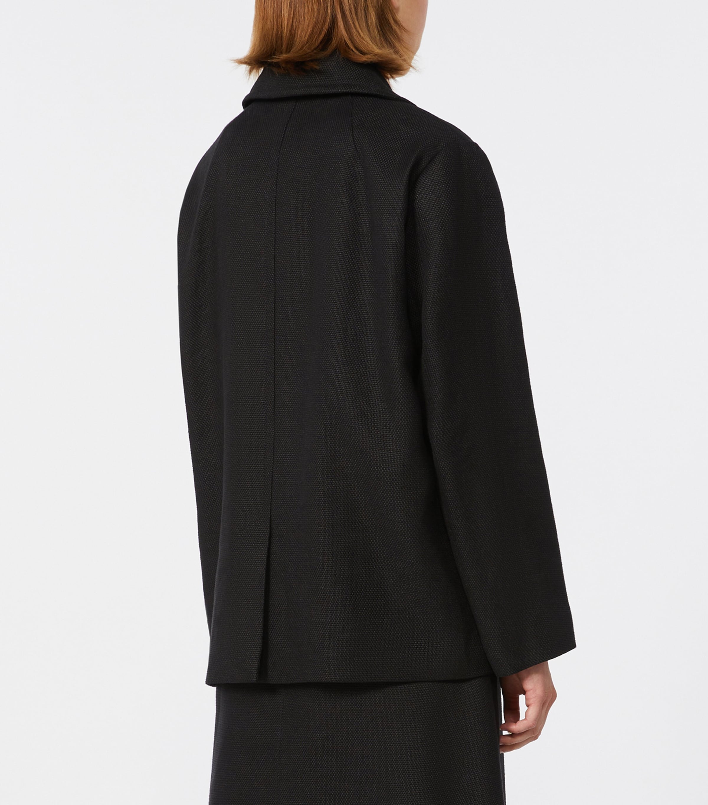 Max Mara Womens Linen-Blend Double-Breasted Arco Jacket Black Image 4