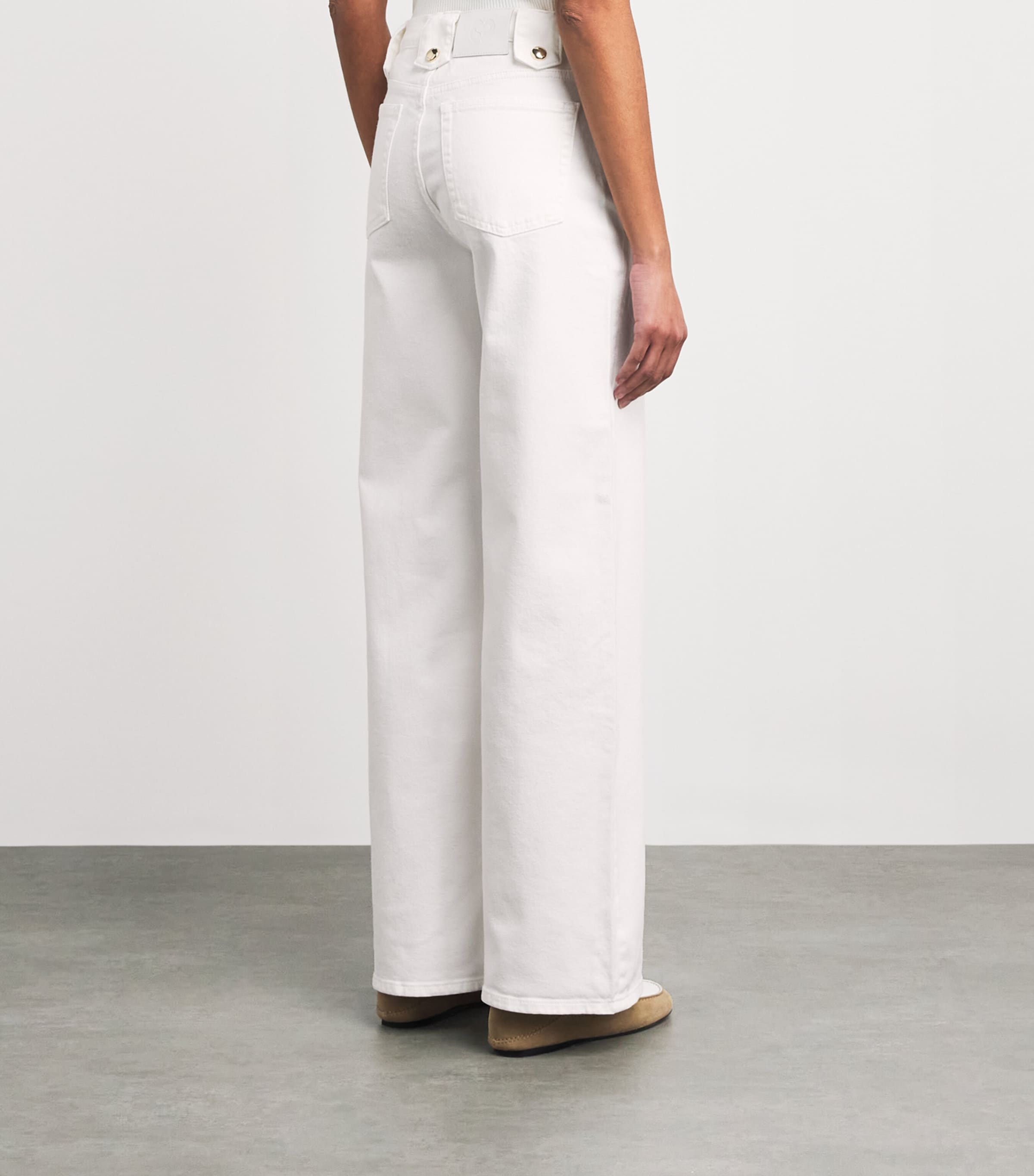 Maje Womens Stretch-Cotton Flare Jeans White Image 5