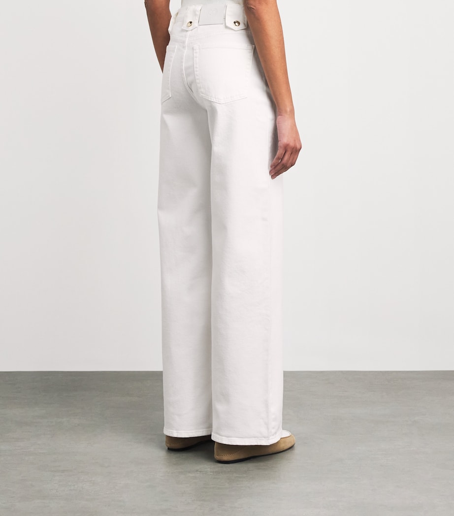 Maje Womens Stretch-Cotton Flare Jeans White Image 5