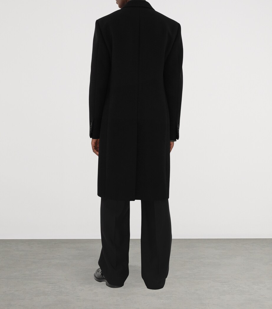 Wool Double-Breasted Tailored Coat BLACK Image 4