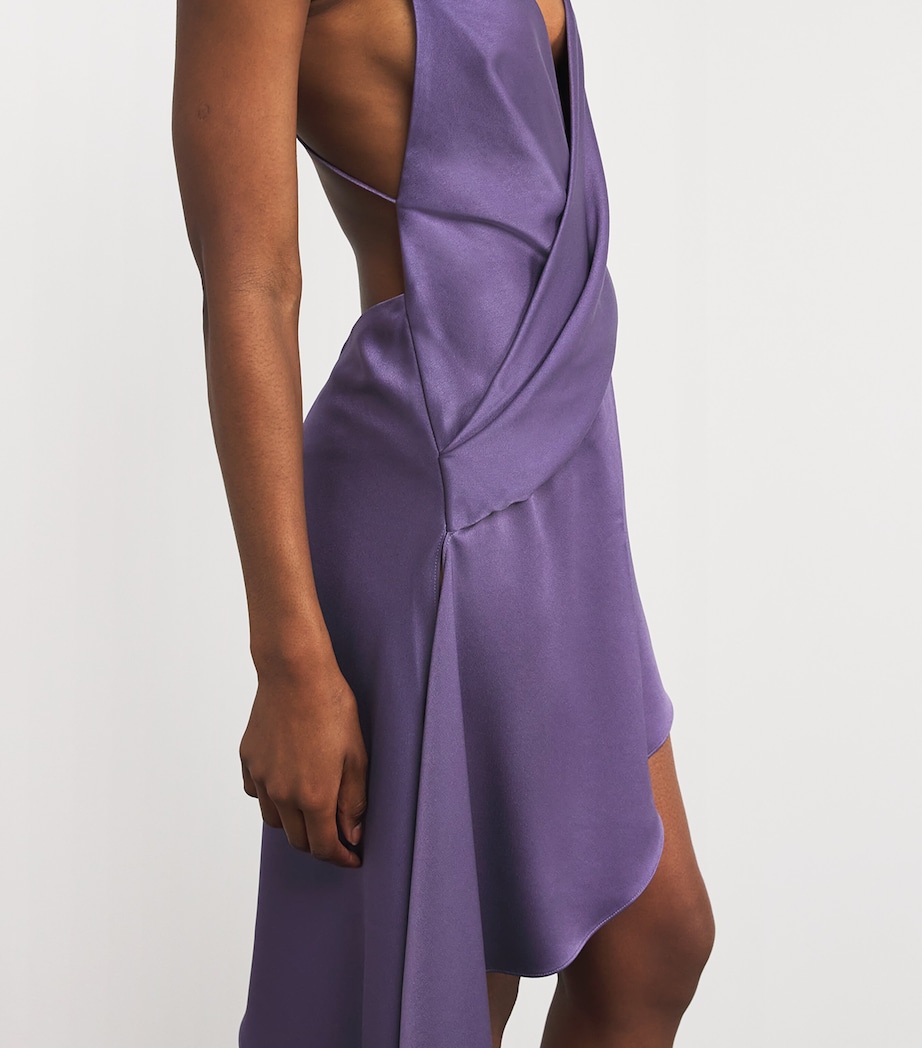 Satin Asymmetric Mini Dress GRAPE Image 4