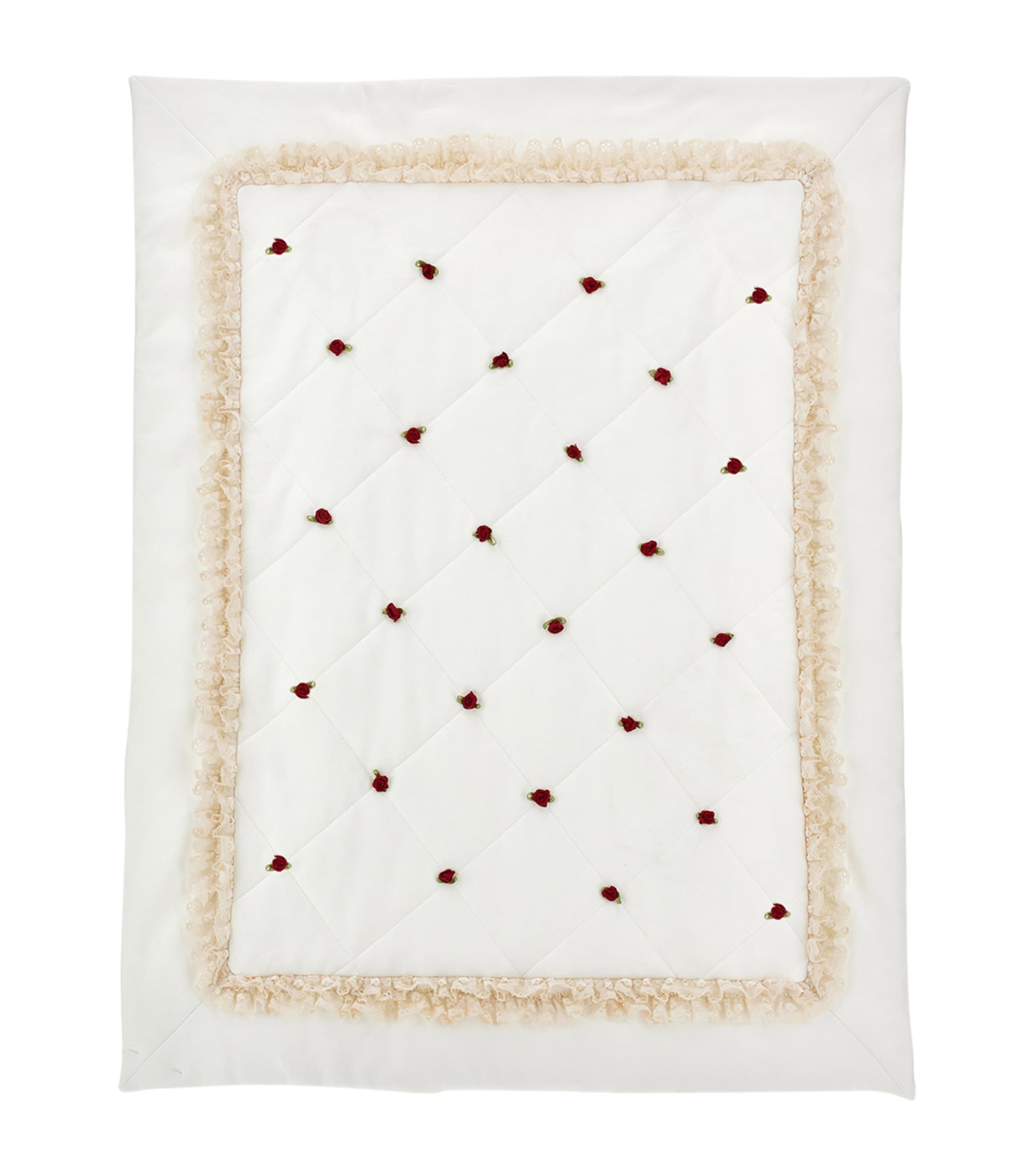 Monnalisa Cotton Rose Blanket In White