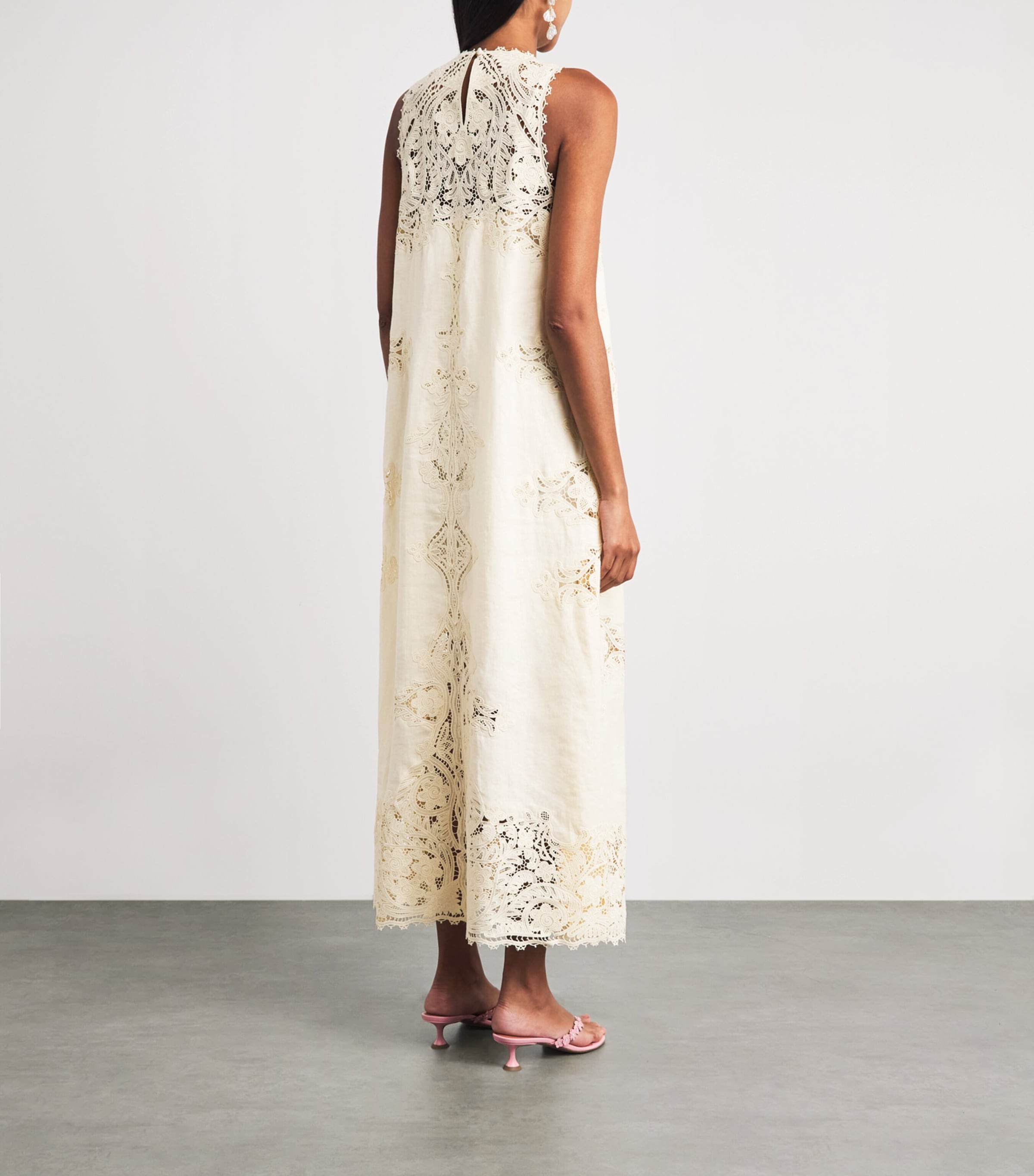 Ulla Johnson Womens Linen Embroidered Coralite Midi Dress Ivory Image 4