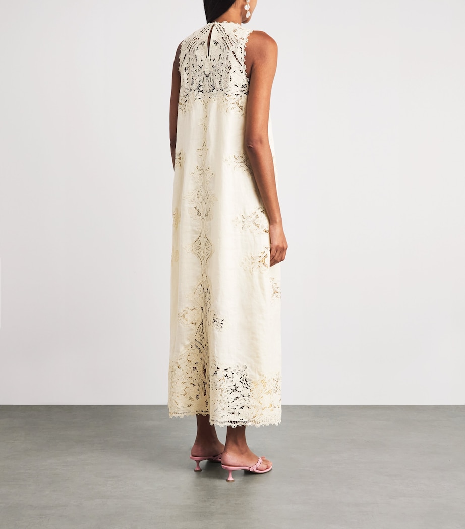 Ulla Johnson Womens Linen Embroidered Coralite Midi Dress Ivory Image 4