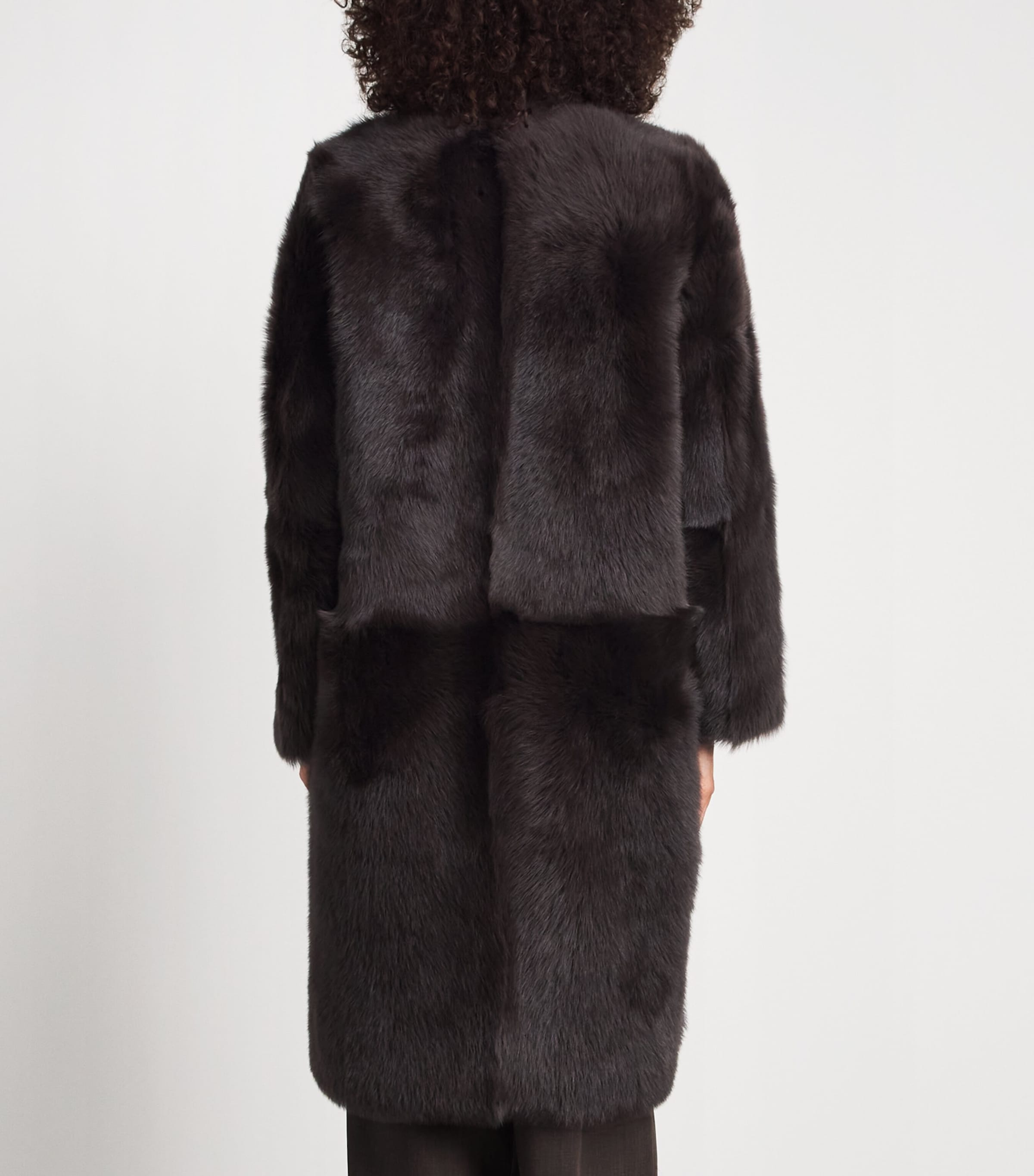 Almada Label Womens Shearling Gemma Coat Chocolate Image 5