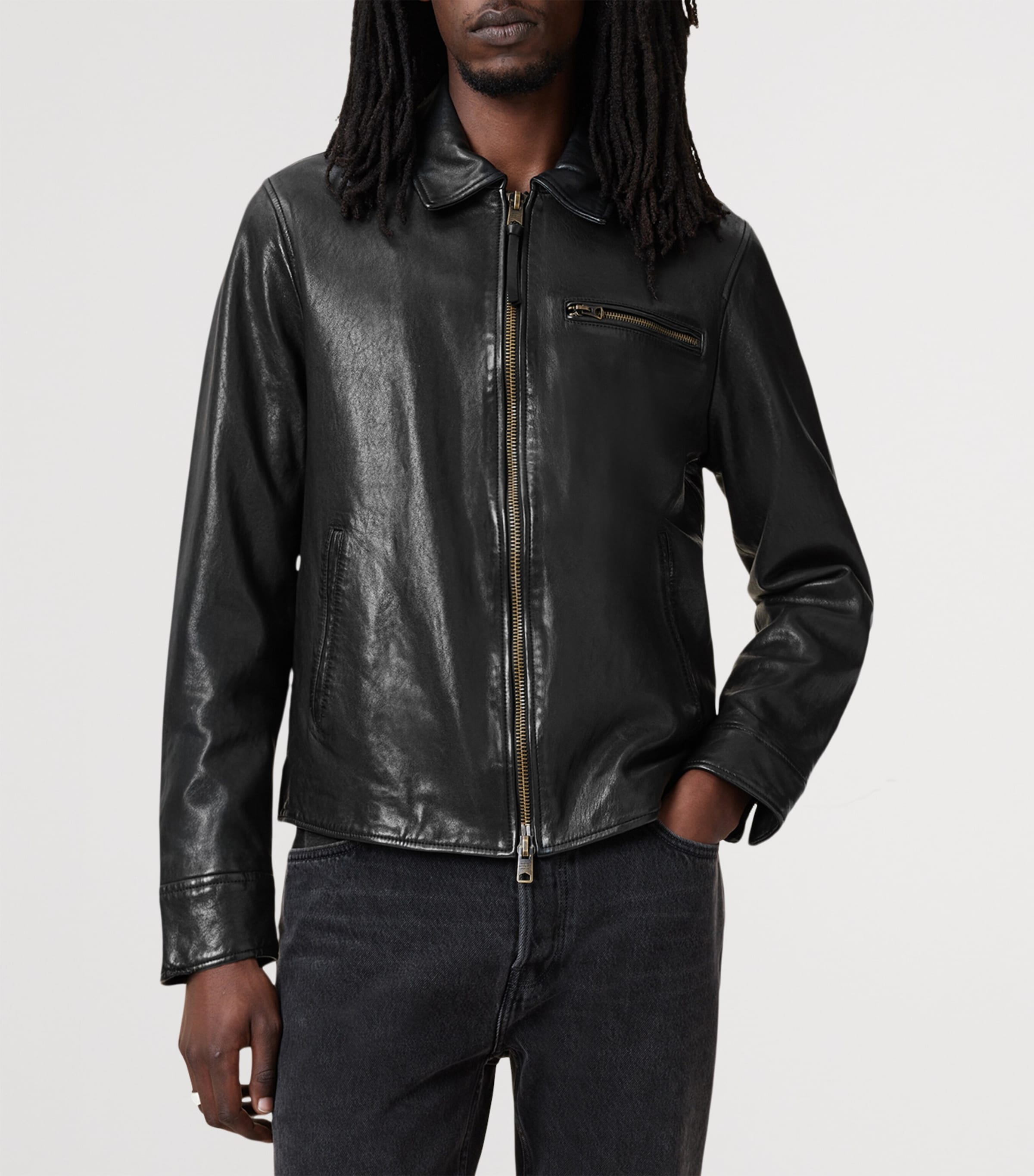 Leather Miller Jacket BLACK Image 3